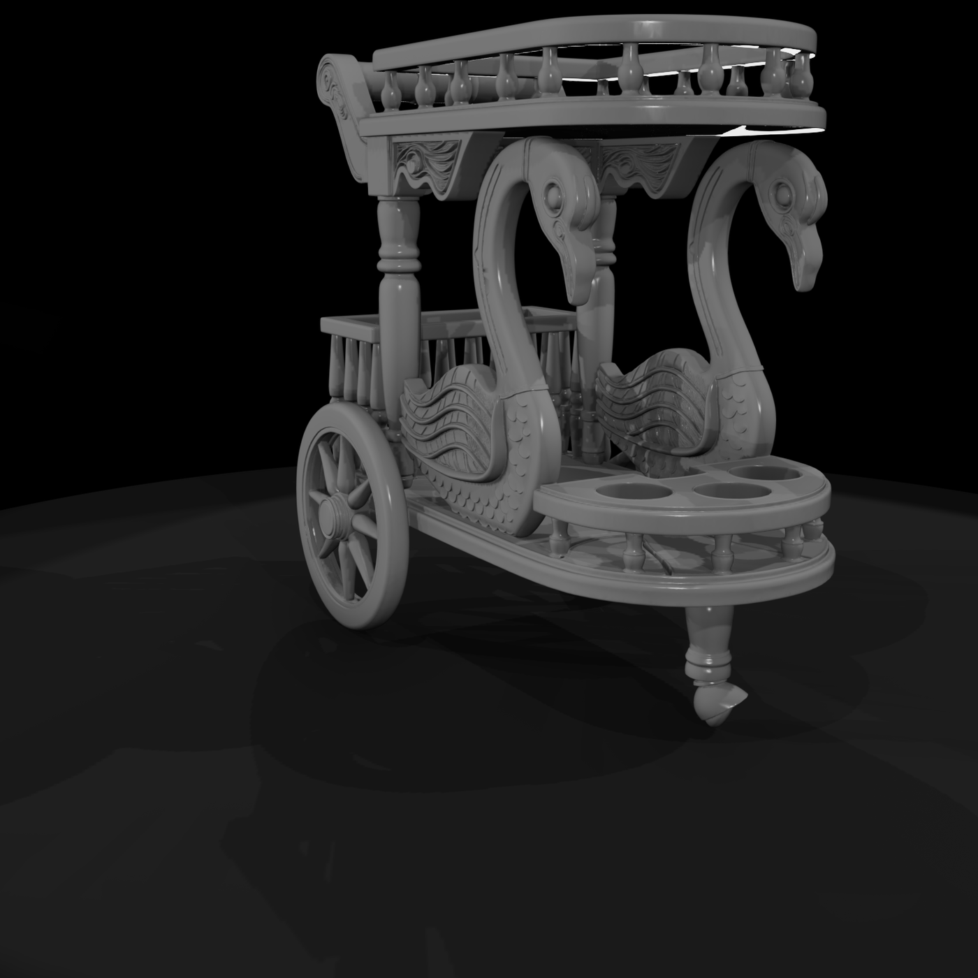 Ornate Swan Tea Trolley