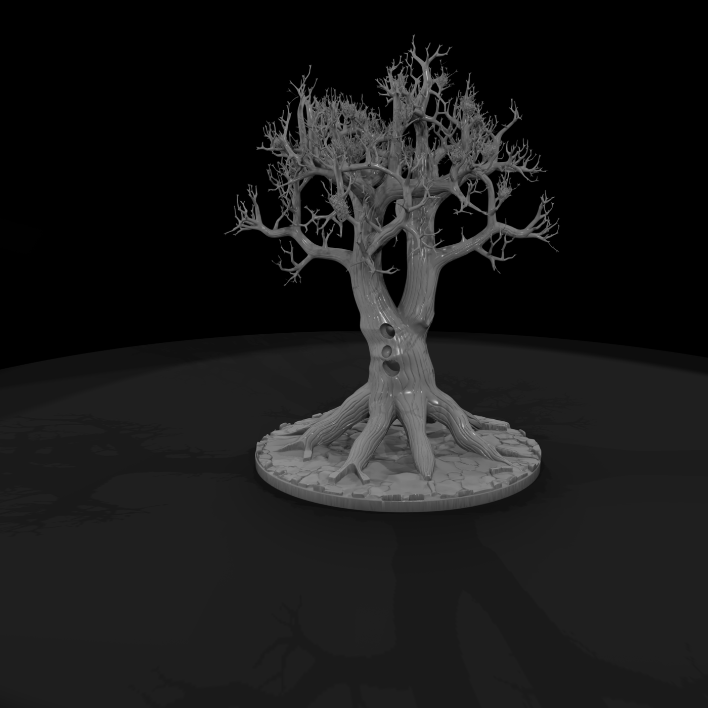 Stylized Twisted Barren Tree (Round Base)
