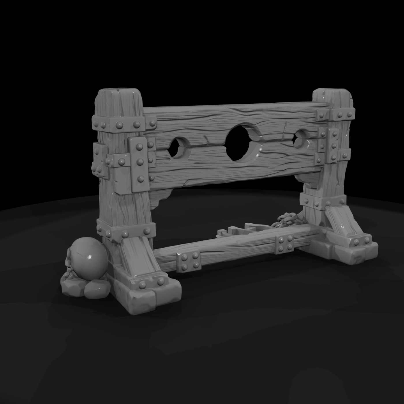 Medieval Wooden Pillory Stocks