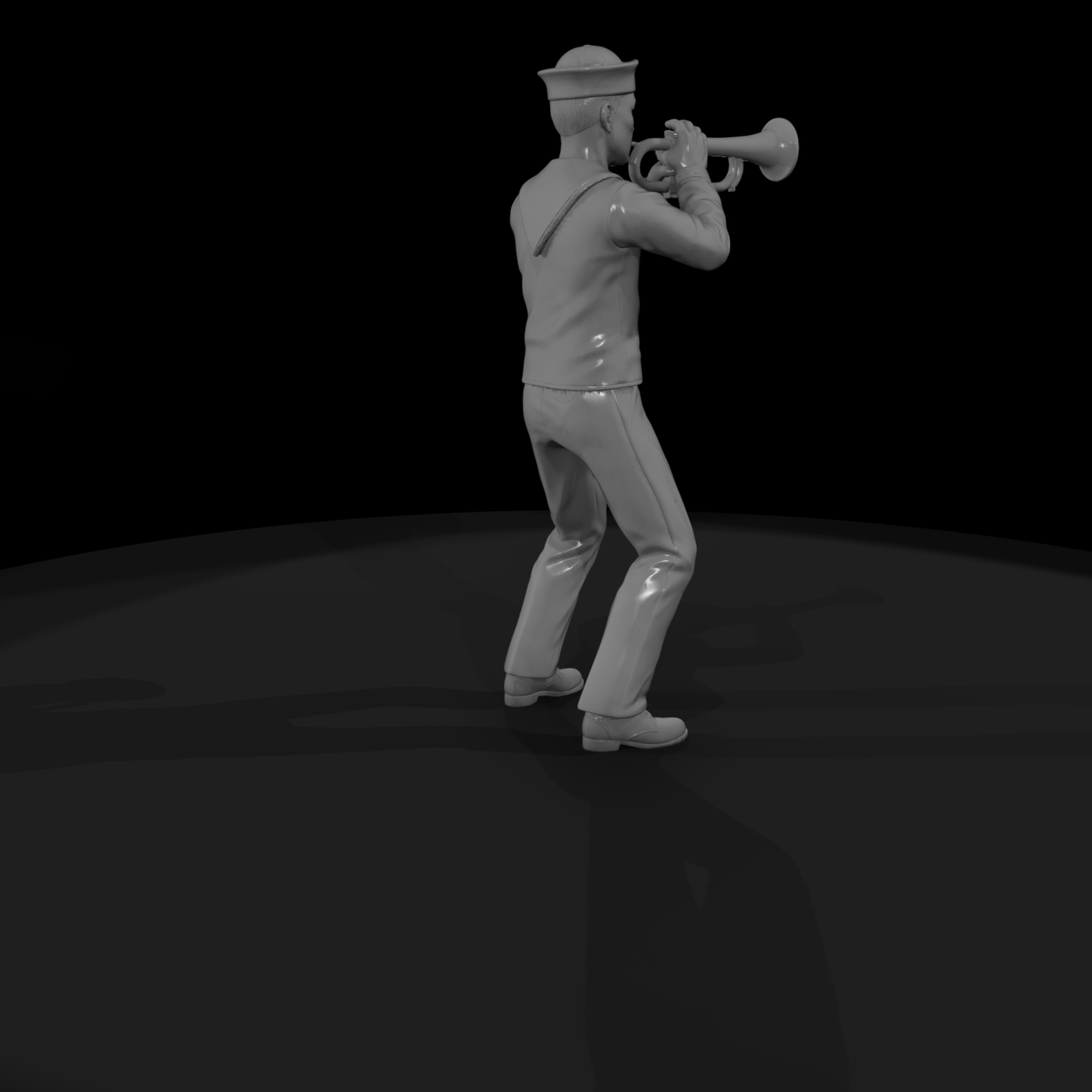WWII Navy Sailor Playing Trumpet