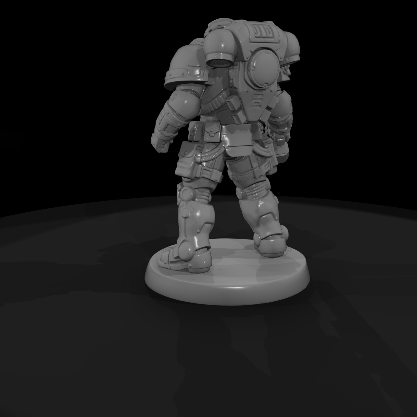 Power-Armored Space Soldier with Rifle