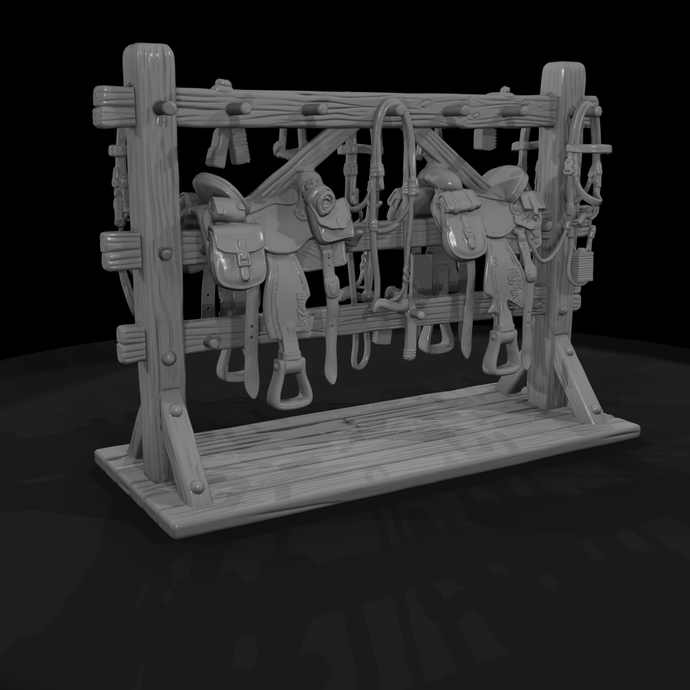 Mil 079 Wild West Fort Saddle Tack Rack