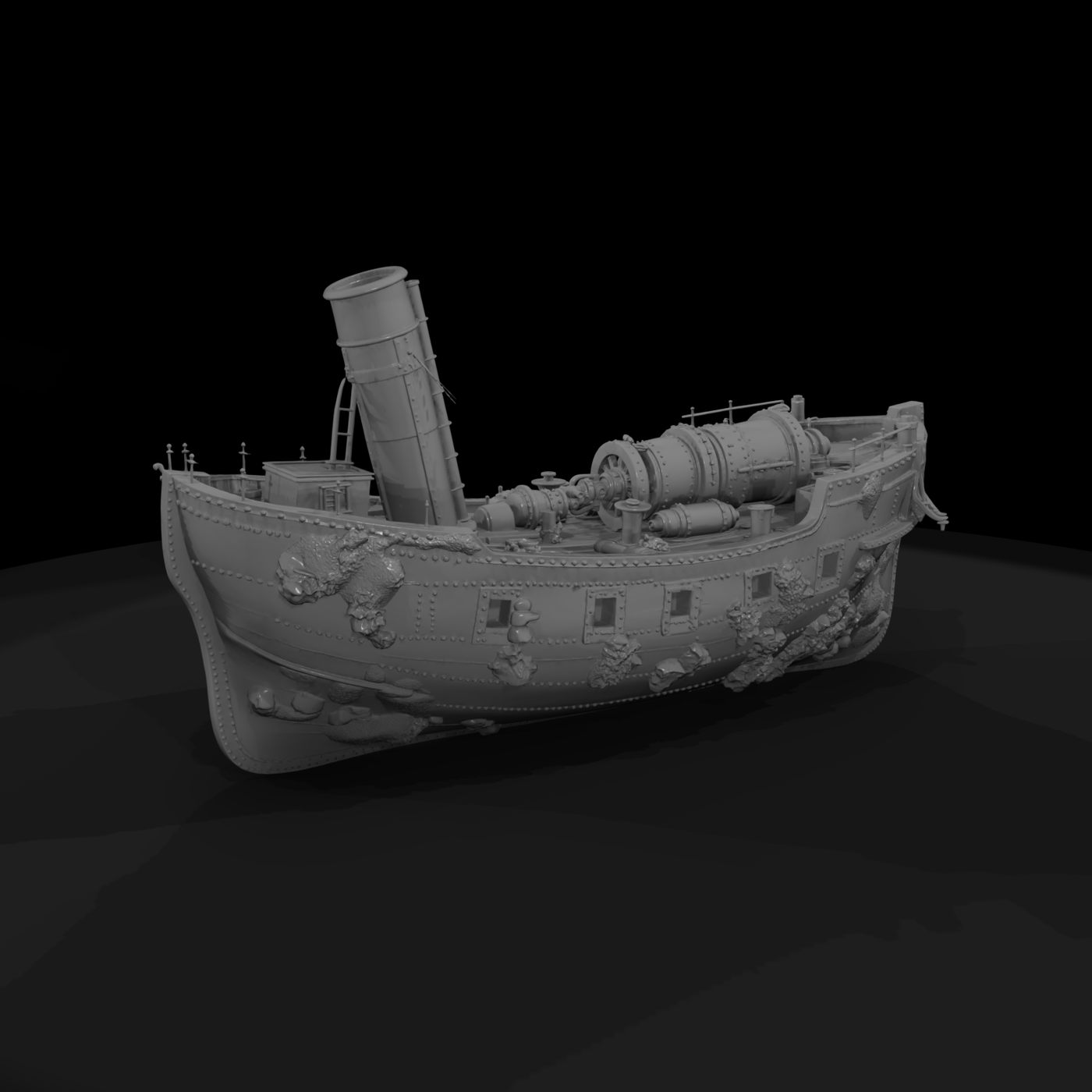 Sunken Overgrown Steamship Wreck