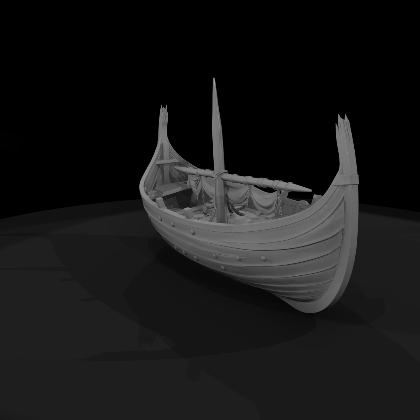 Viking longship hull centerpiece
