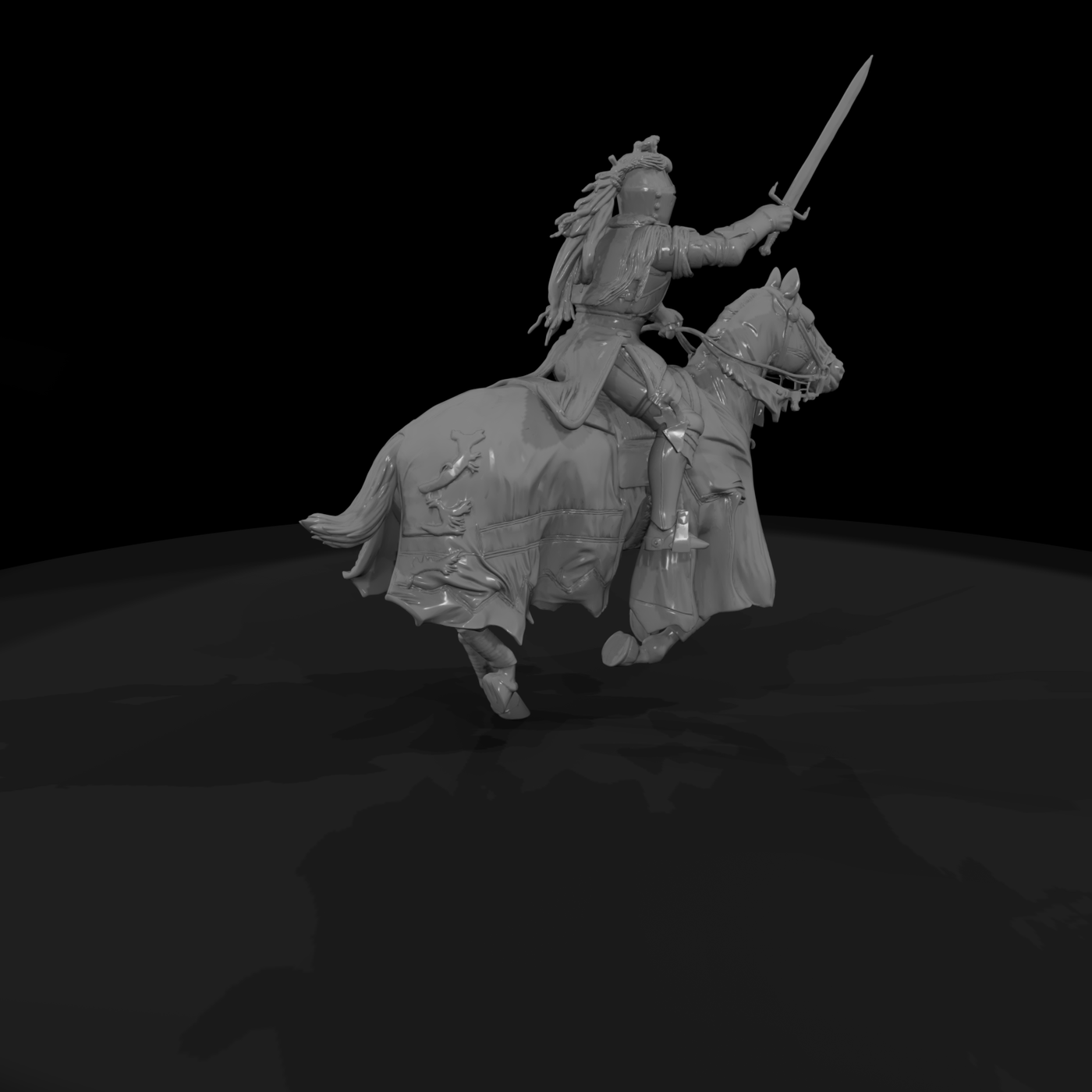 Medieval knight on horseback
