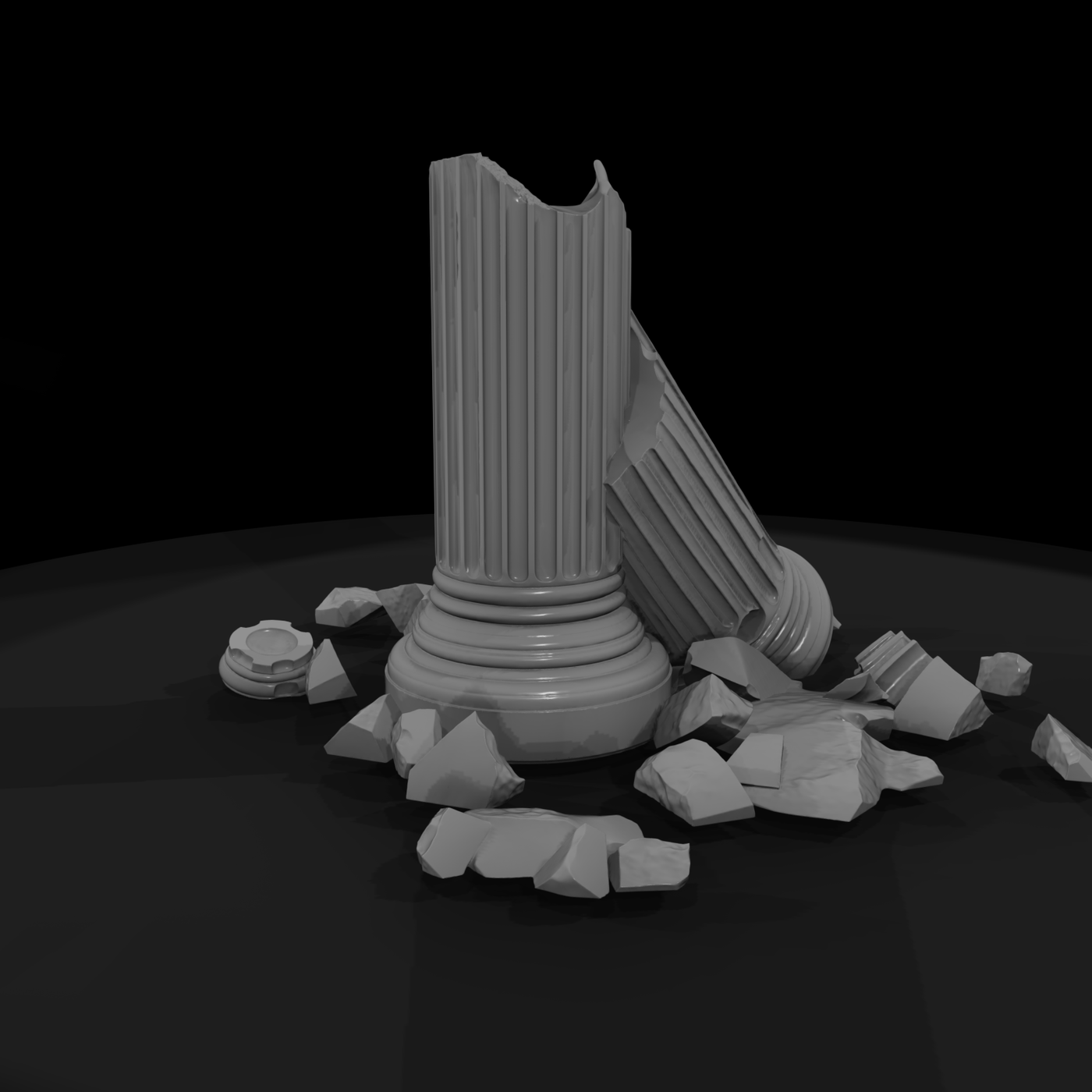 Broken Fluted Classical Column Ruin