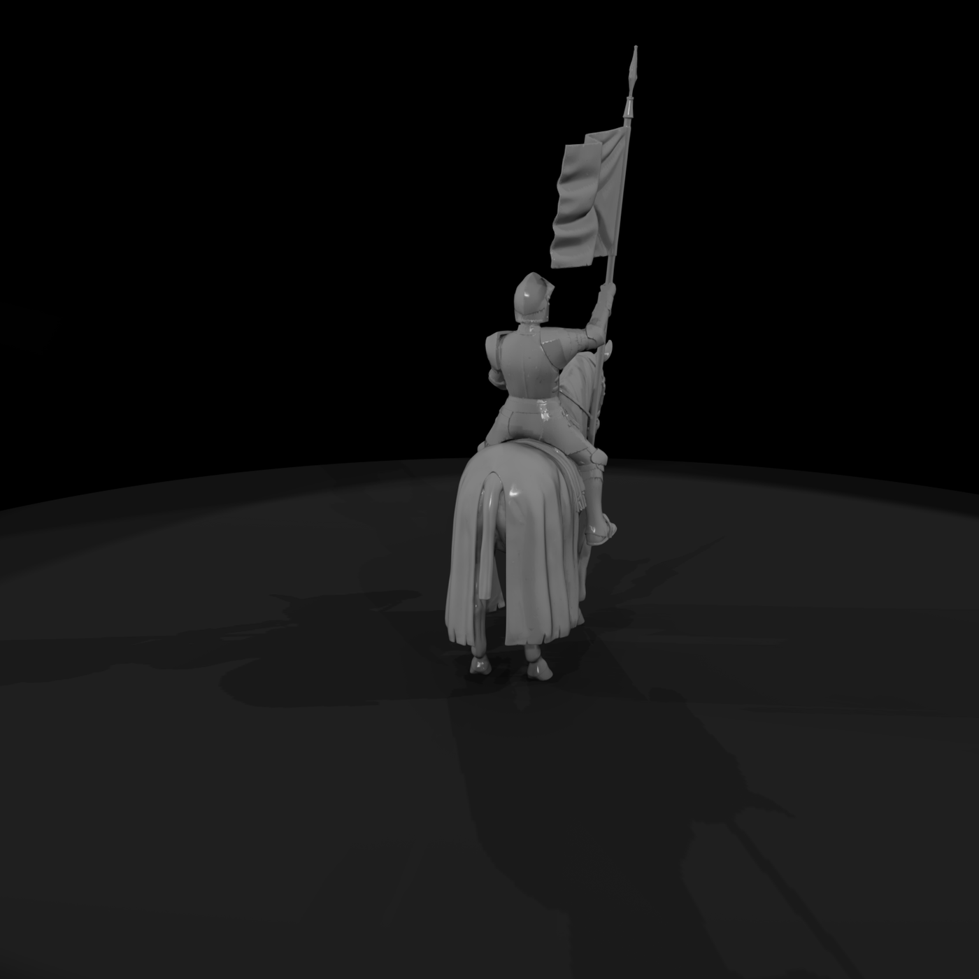 Medieval Mounted Knight in Full Plate Armor