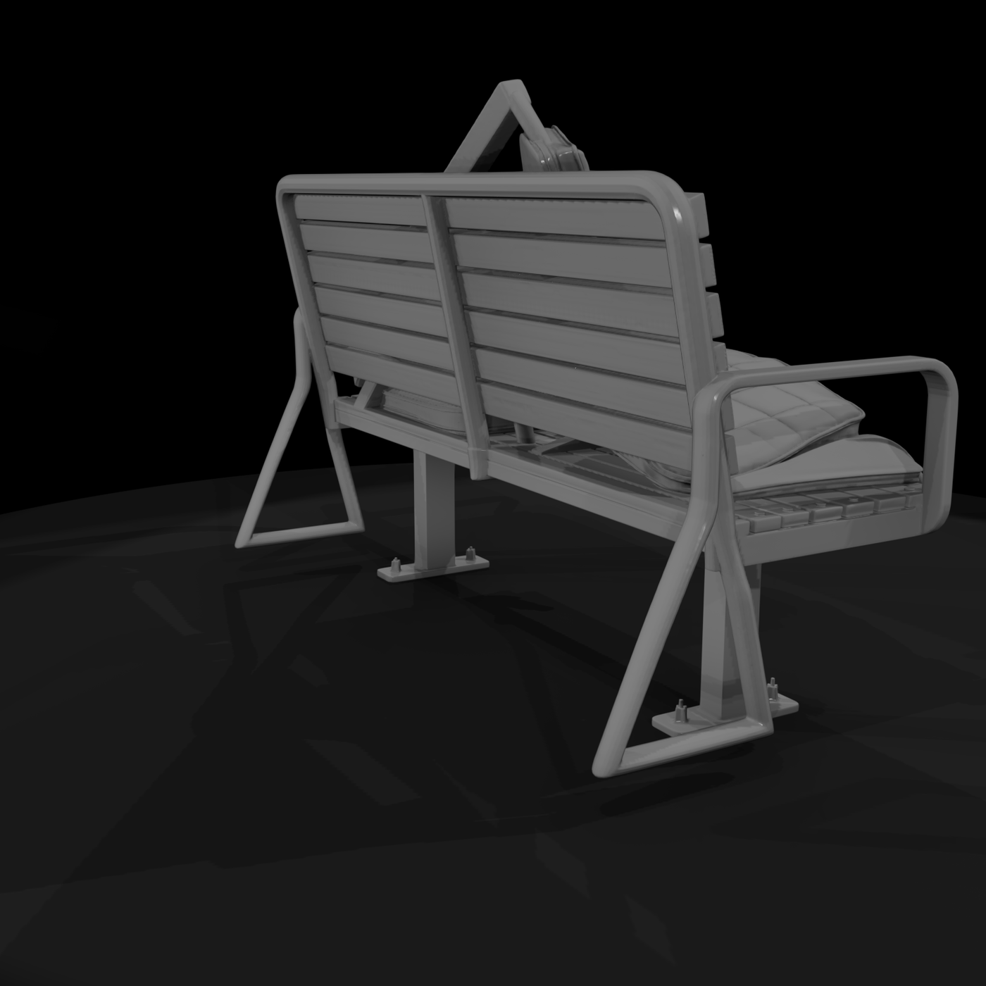 Weathered Public Park Bench — Two-Seat