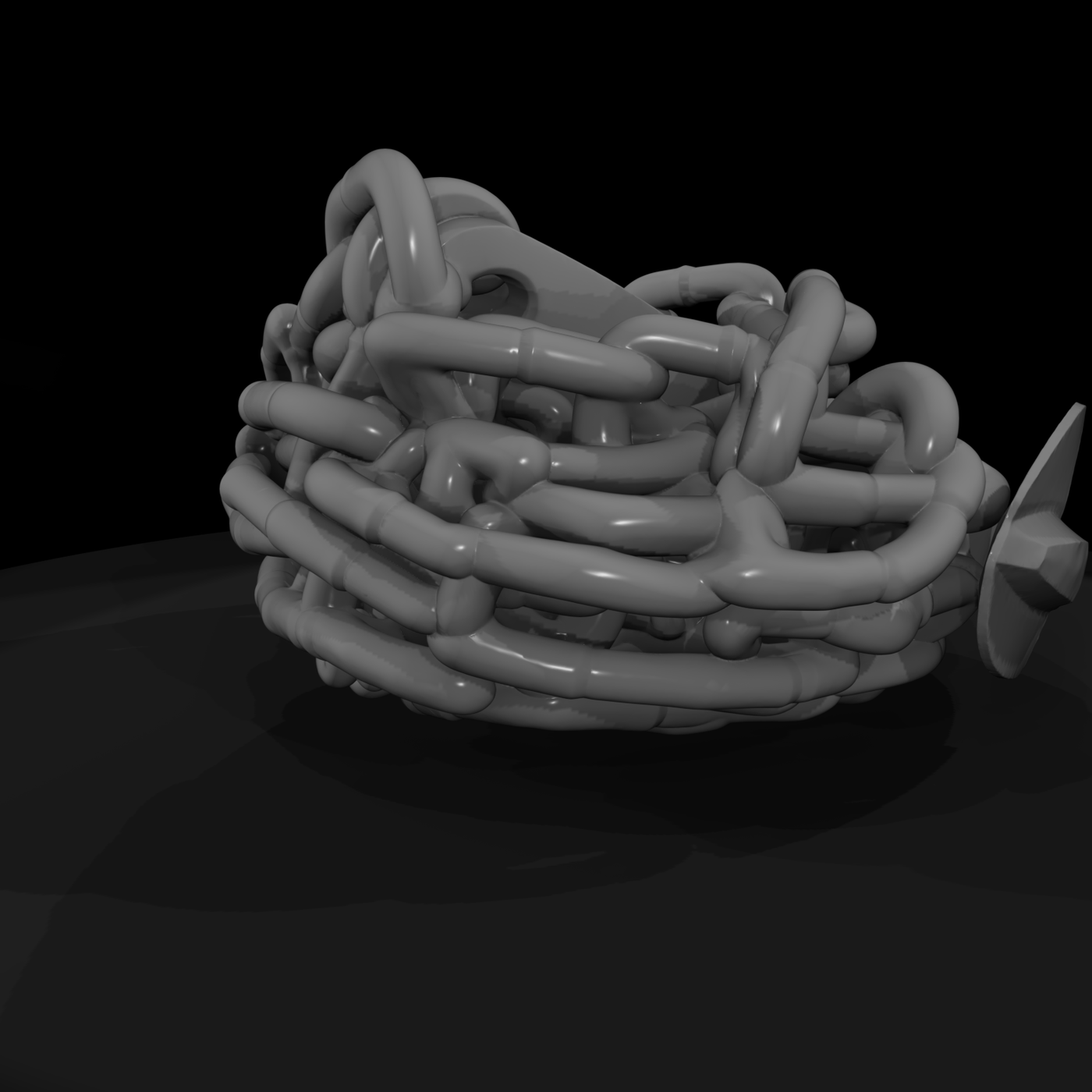 Stylized Ship Anchor with Tangled Chain