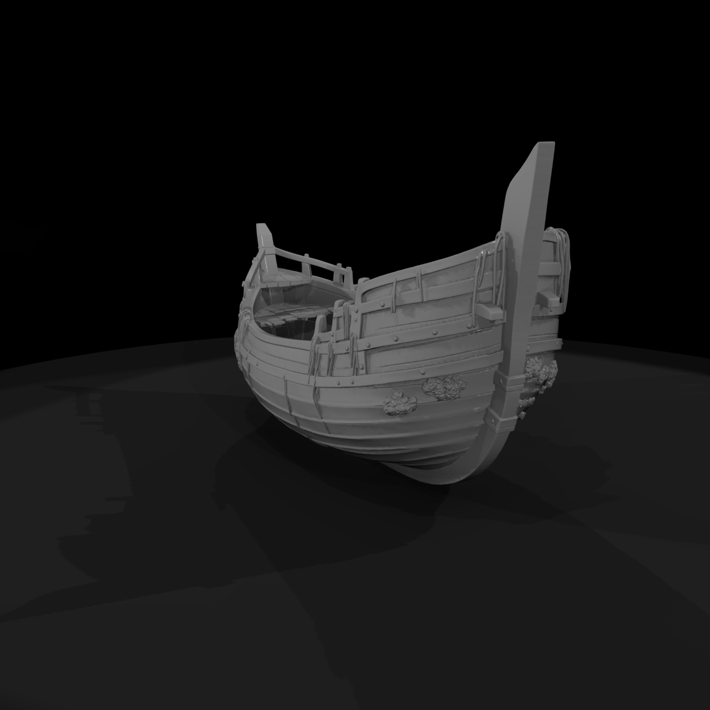 Weathered Medieval Ship Hull — Terrain Piece