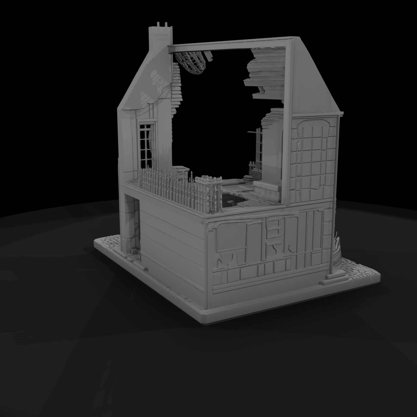 WWII Ruined Townhouse (Untextured)
