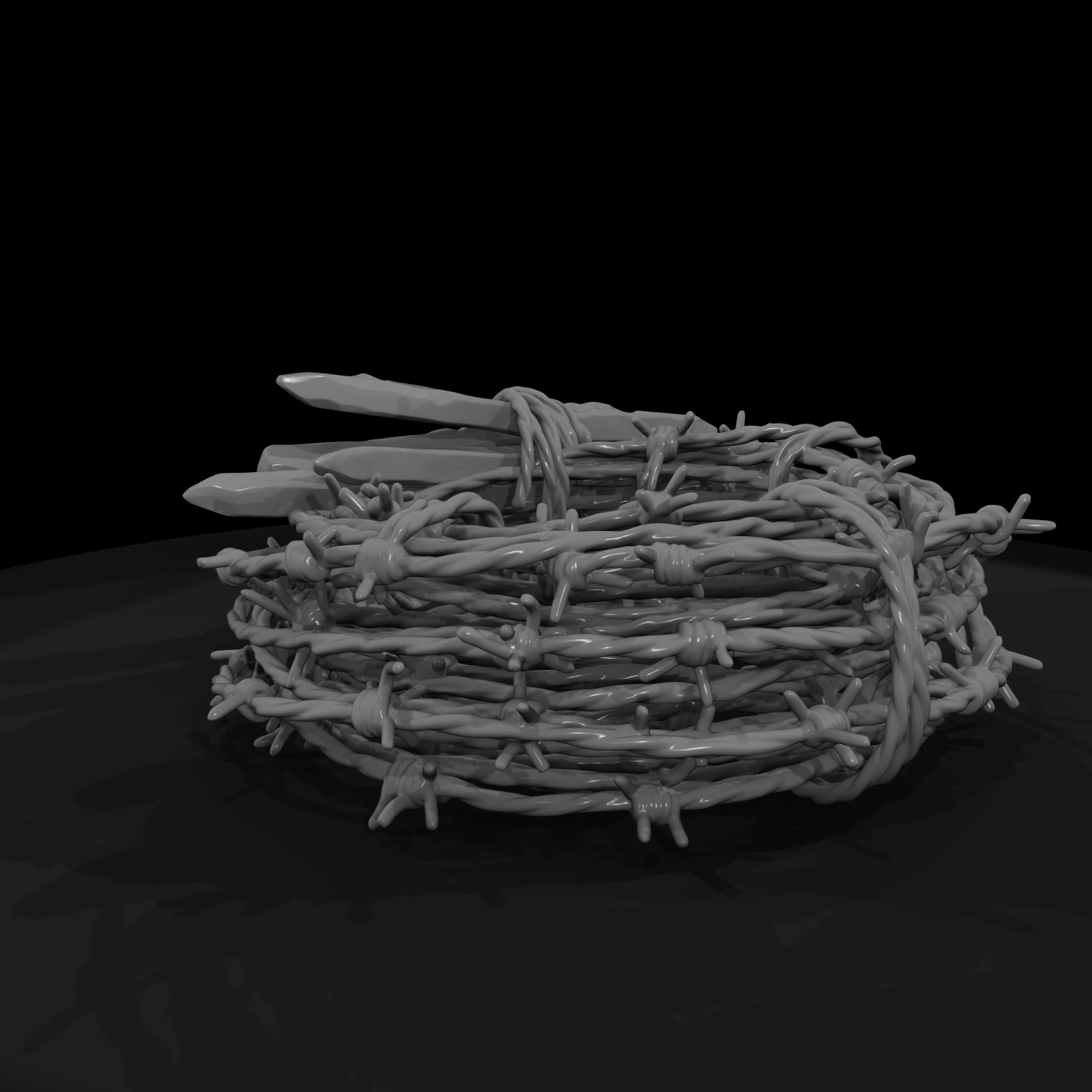Coiled Barbed Wire and Picket Bundle