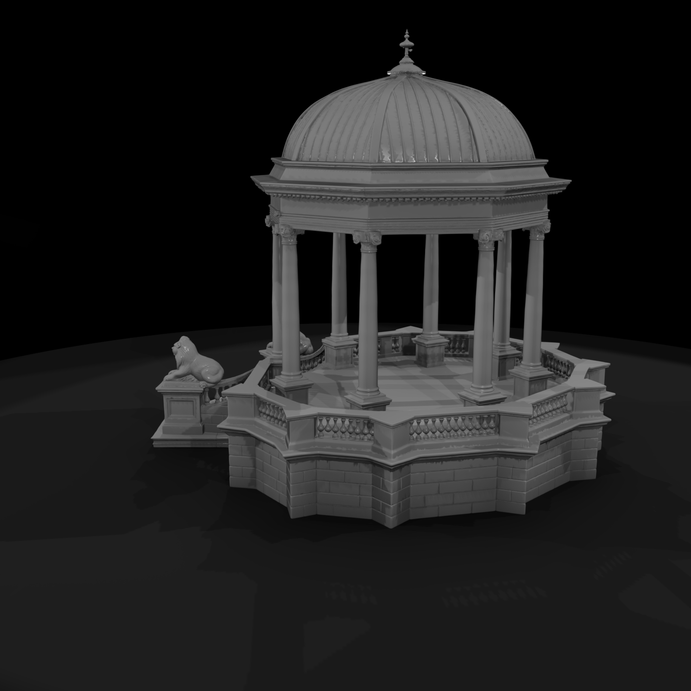 Domed Classical Marble Garden Pavilion