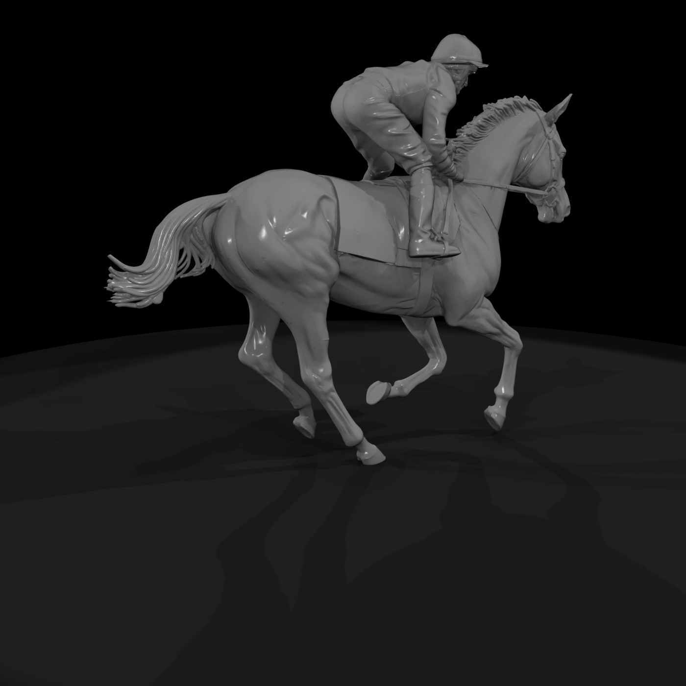 Jockey on Galloping Racehorse