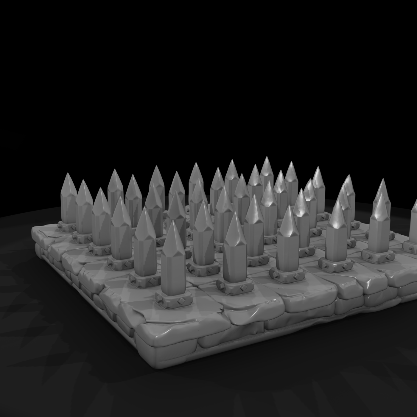 Stylized Fantasy Stone Spiked Trap 3D Model Uzytep