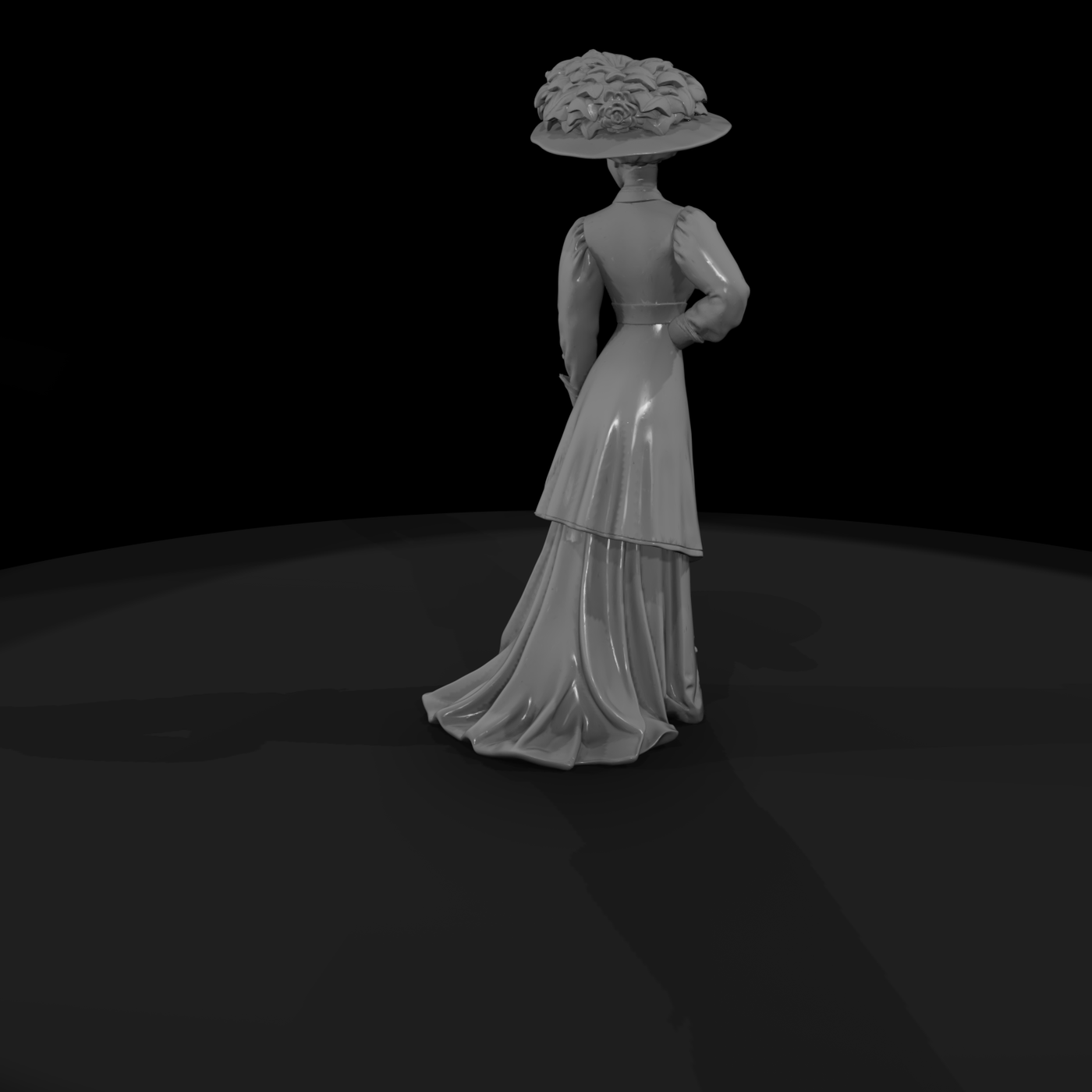Edwardian Lady in Green Walking Dress