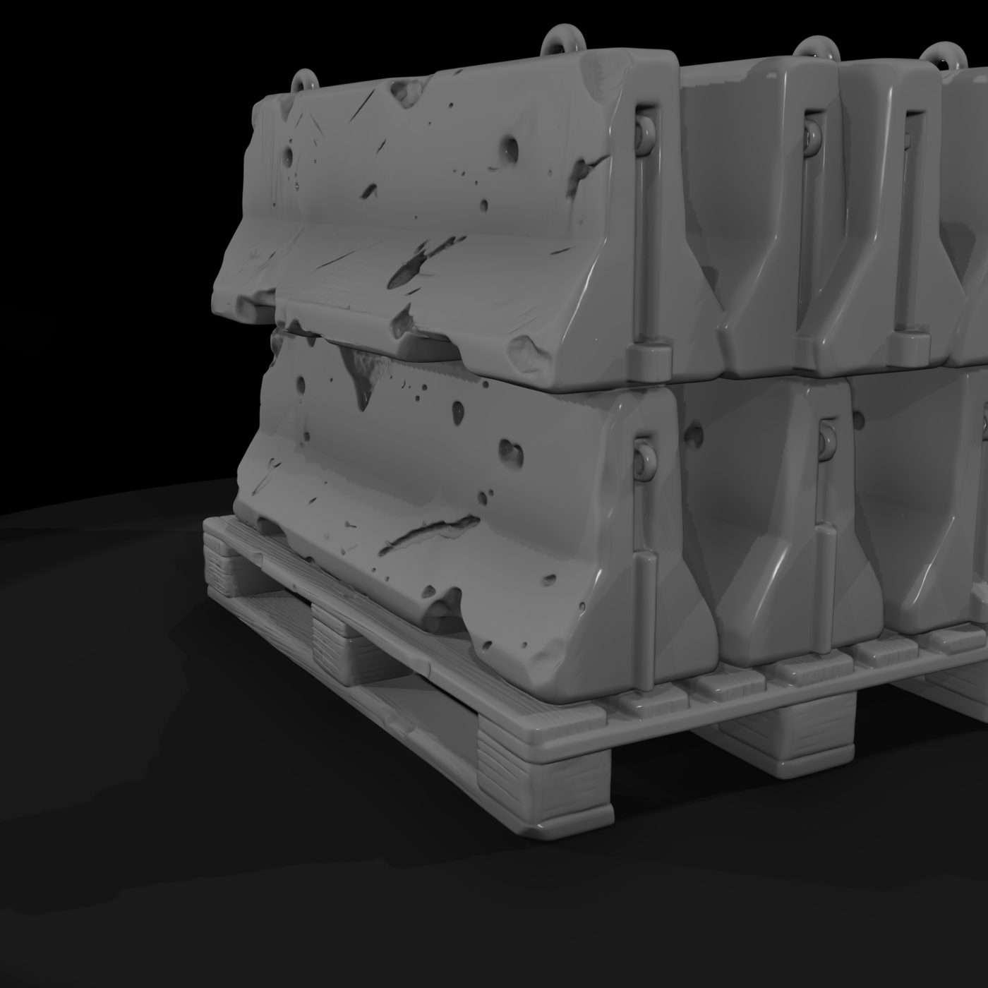 Stacked Concrete Traffic Barriers