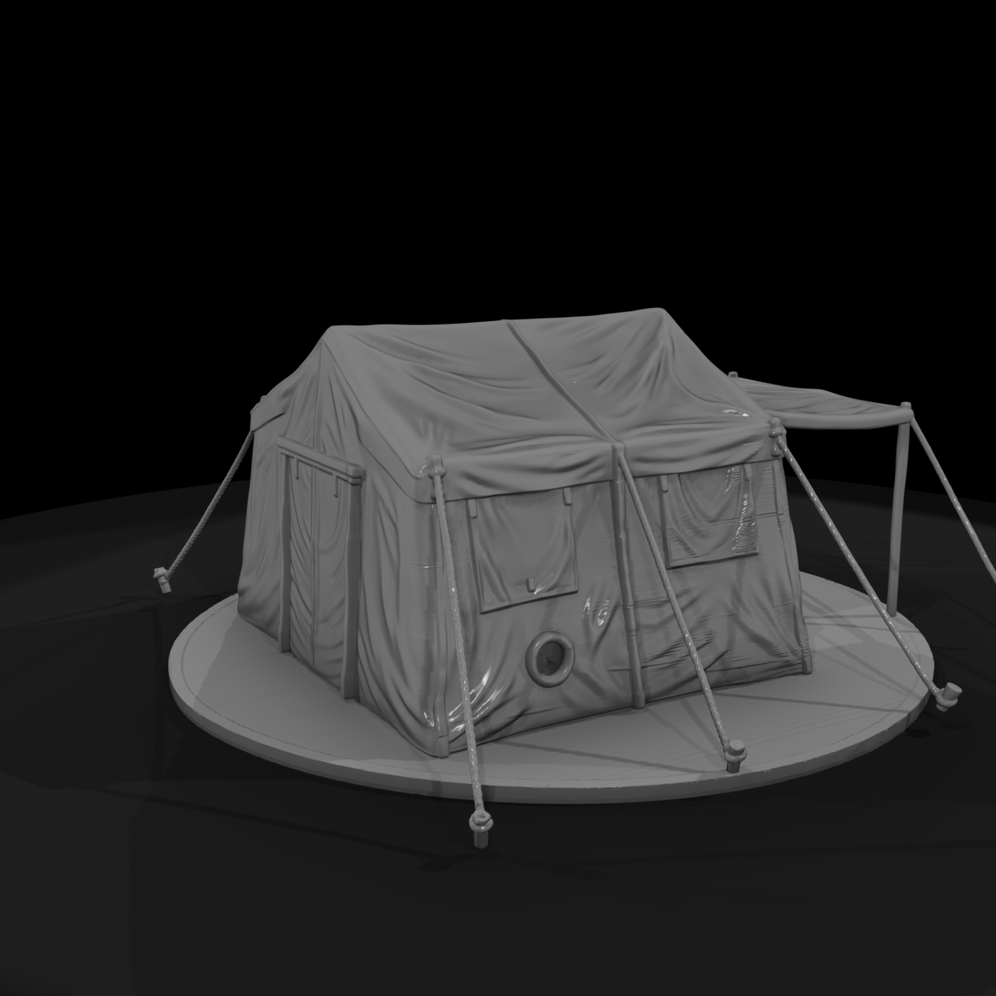 Military Canvas Wall Tent with Awning