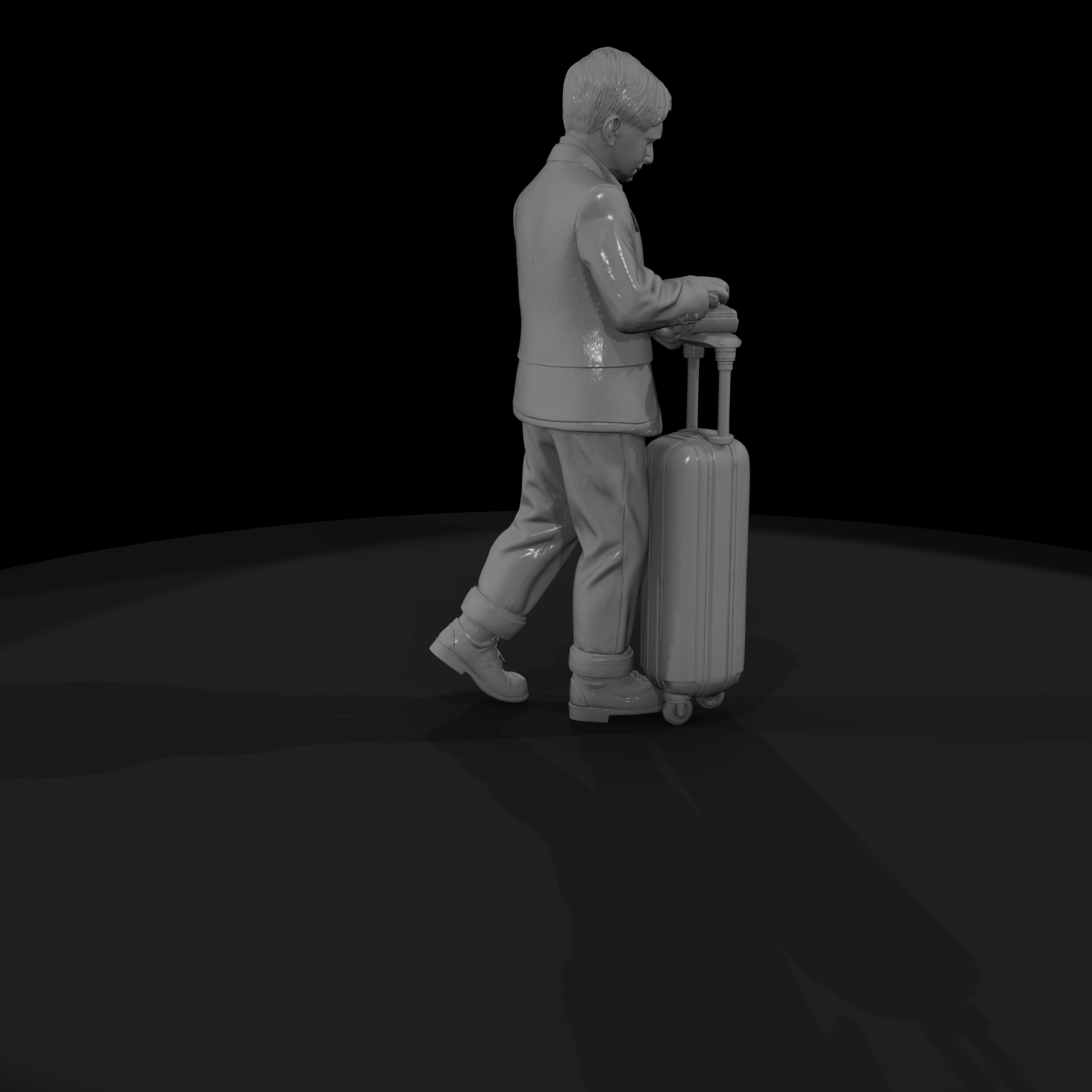 1950s Teen Passenger with Luggage — Boy