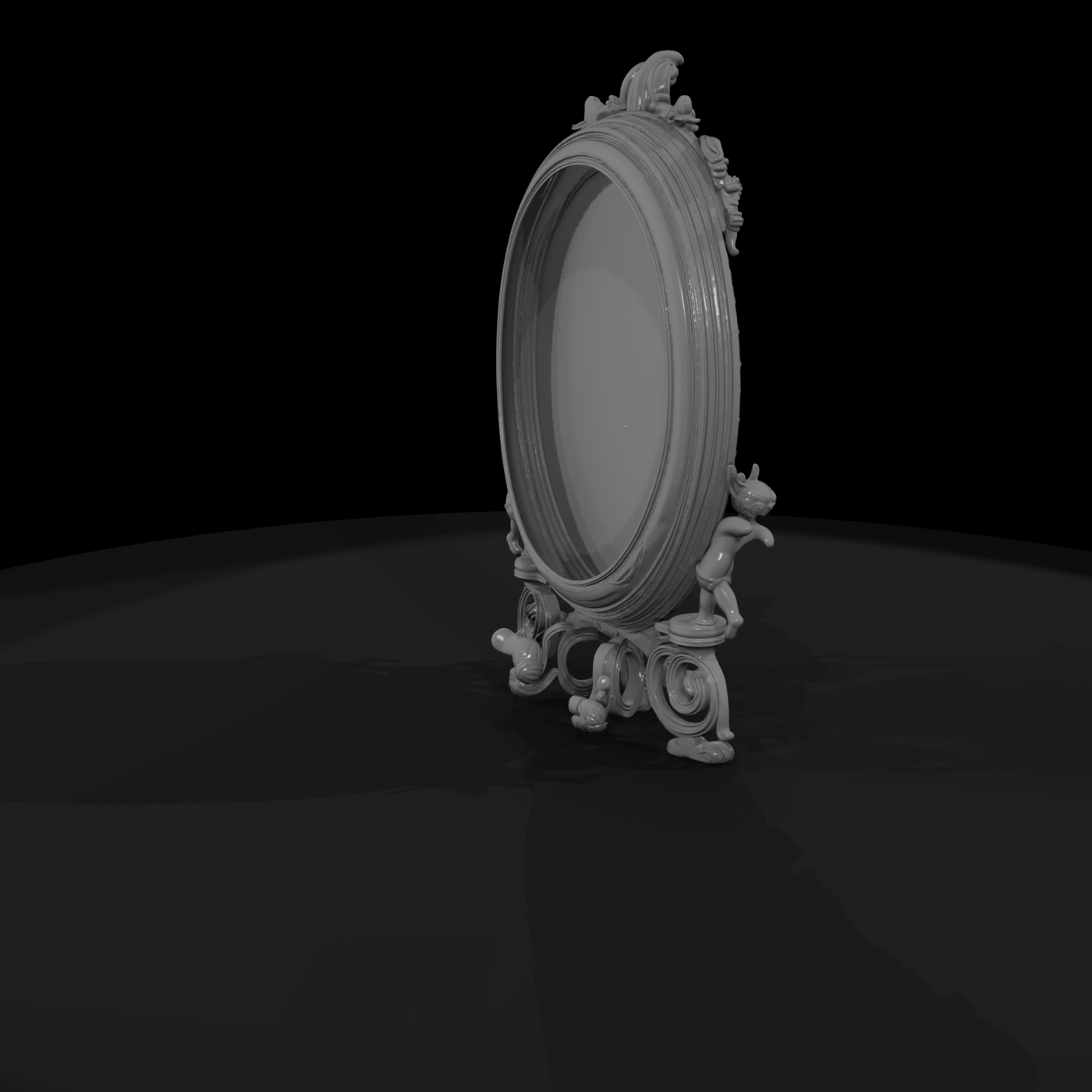 Rococo Cherub Oval Vanity Mirror
