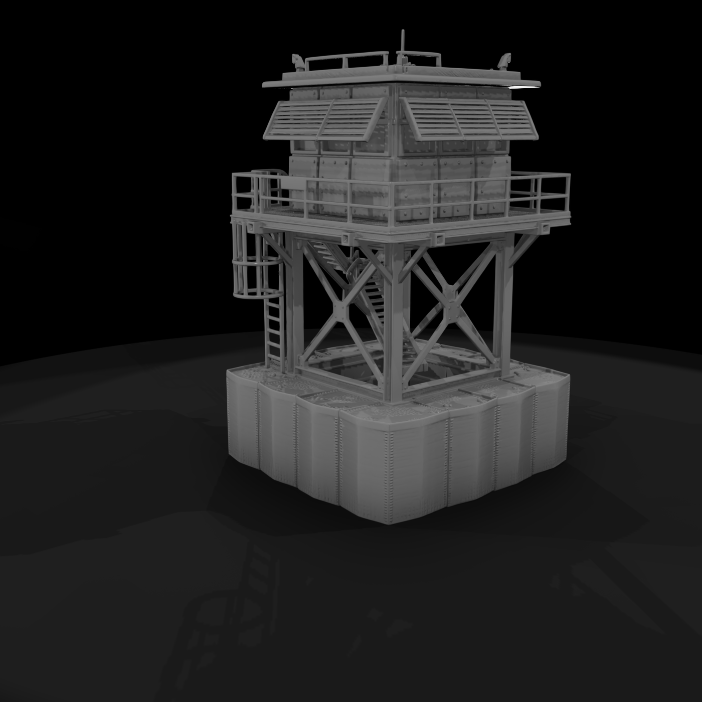 Mil 242 Modern Desert Elevated Sangar Tower