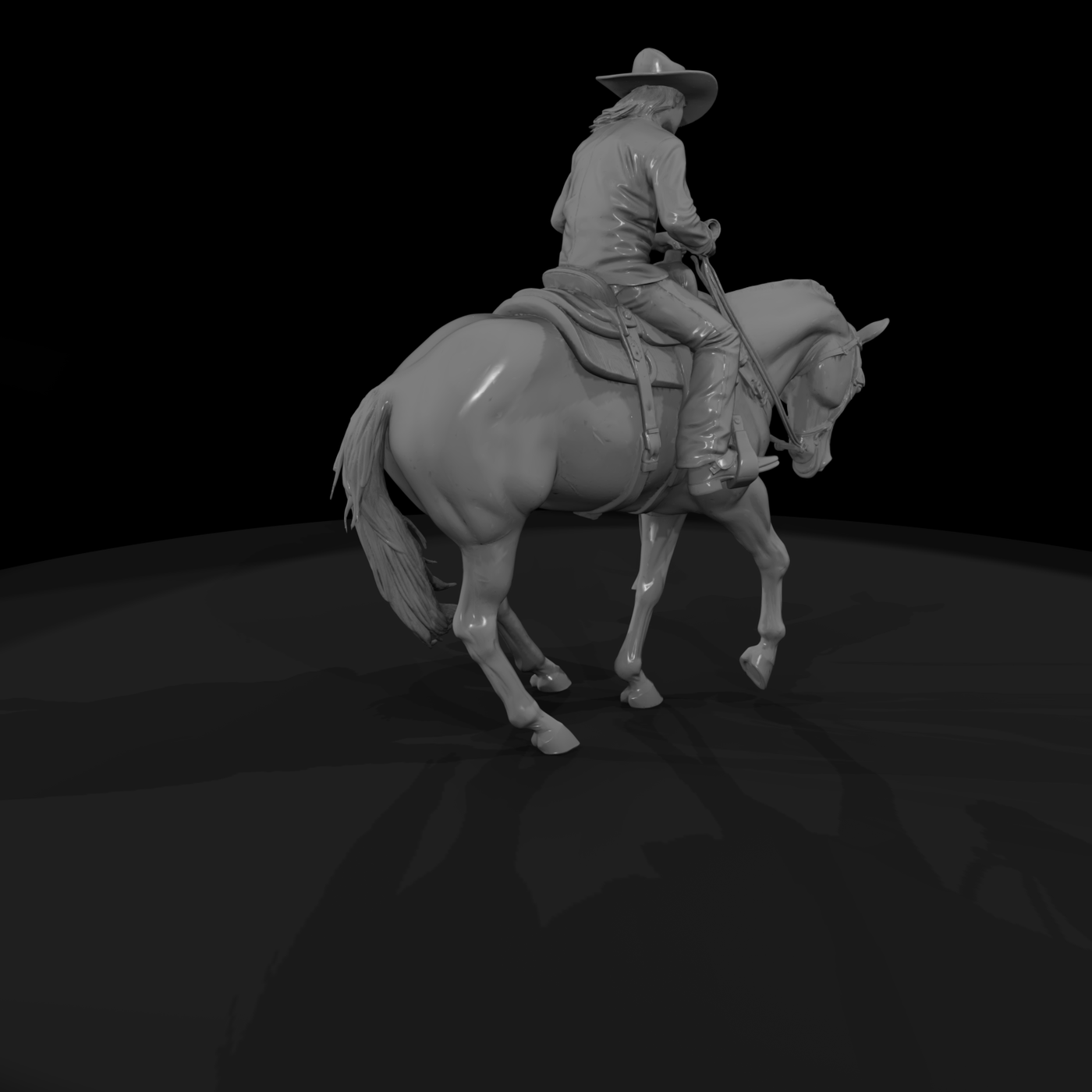Cowboy on Horse — Mounted