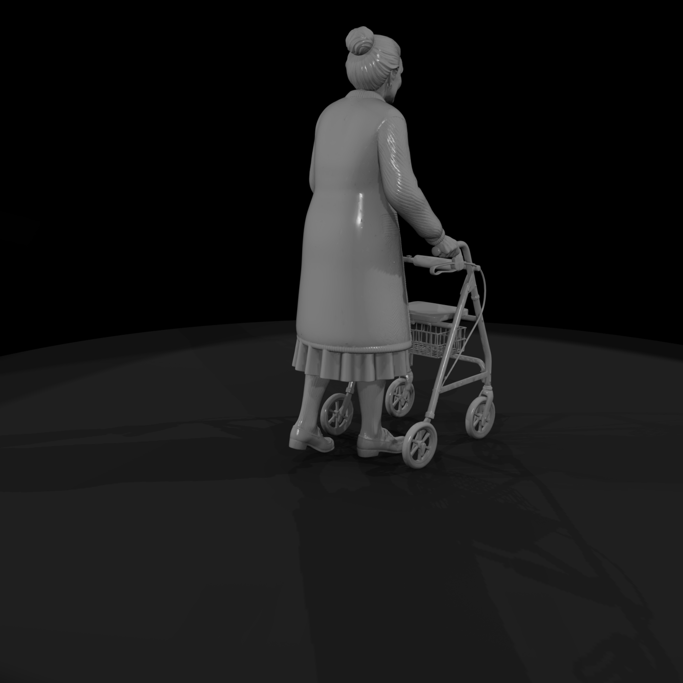 Elderly Woman with Wheeled Walker