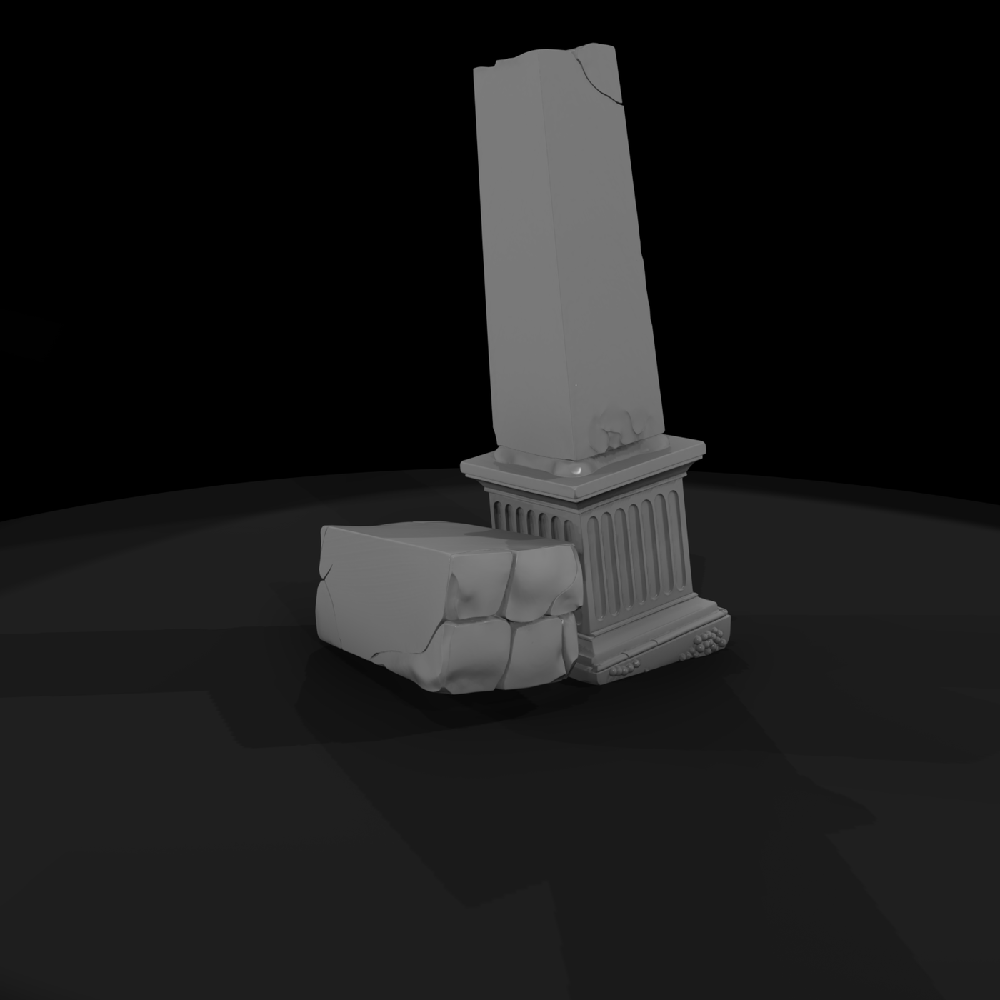 Damaged Classical Obelisk Pedestal — Ruin