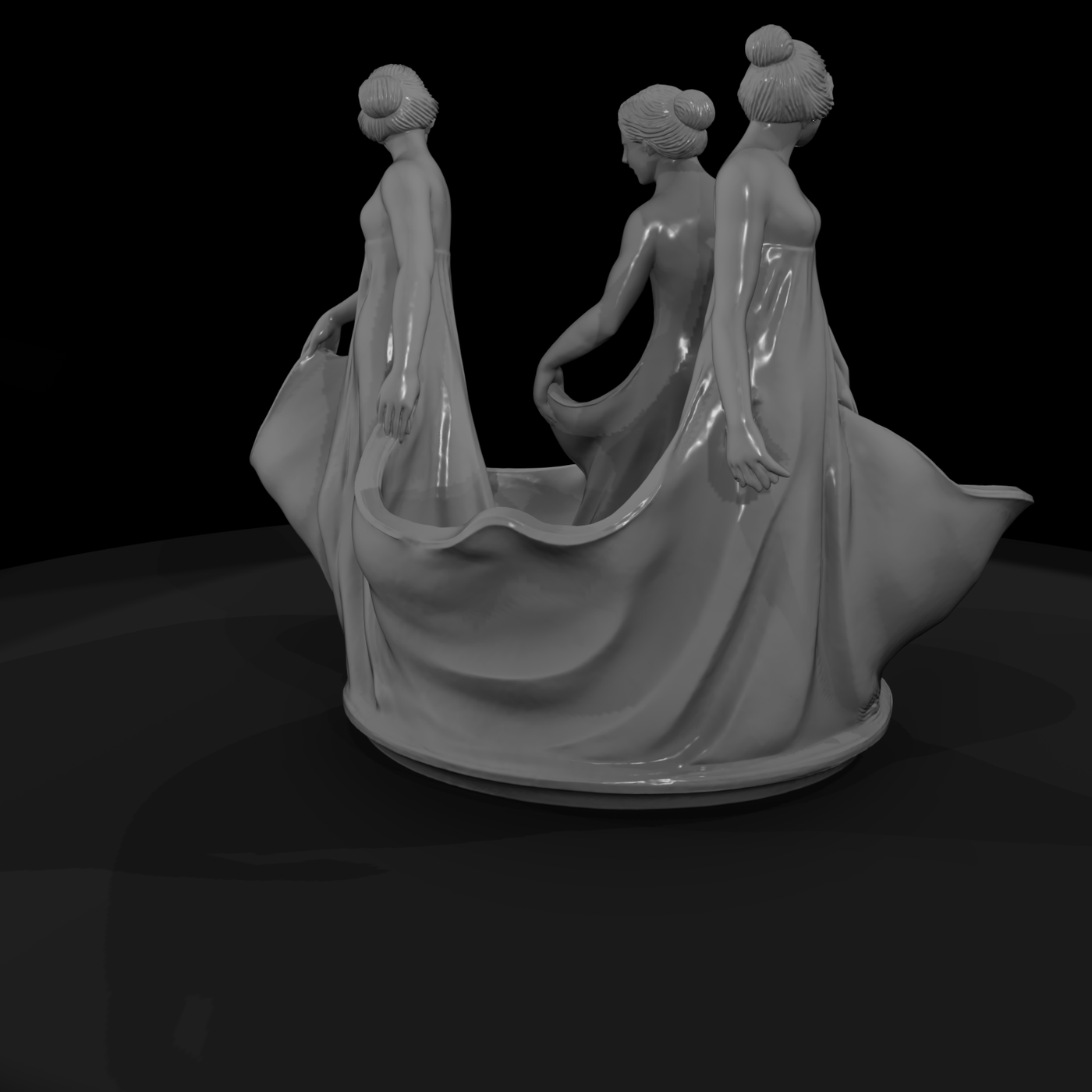 Three Draped Women Centerpiece — Statue