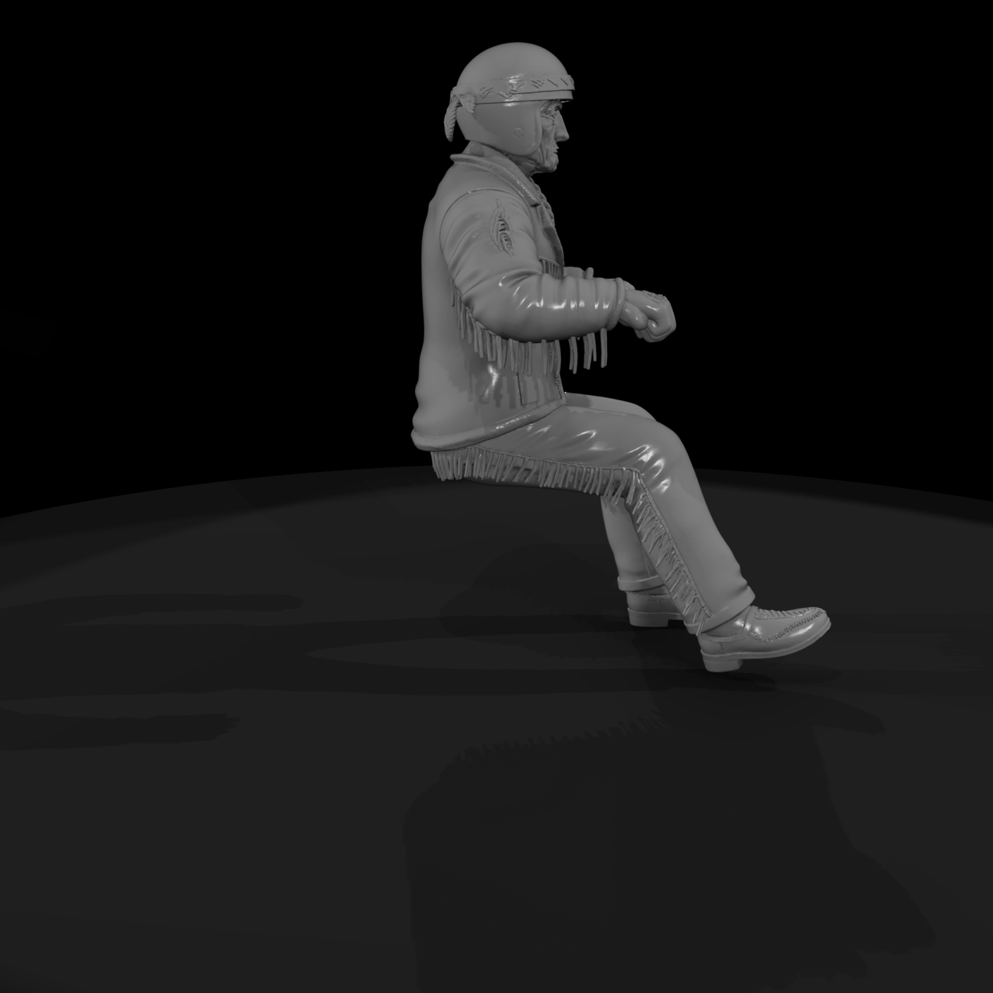 Seated Motorcycle Rider — Adult Male