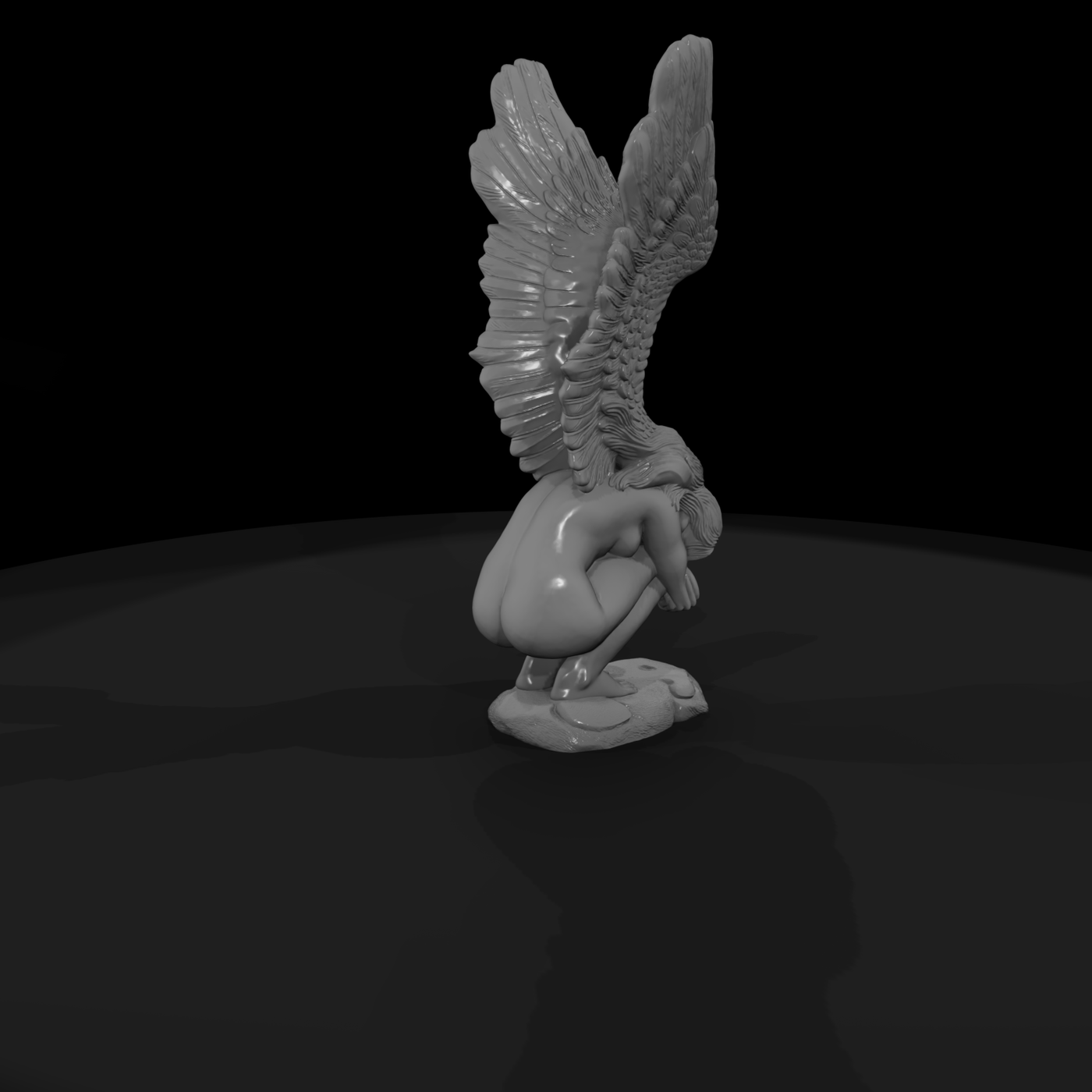 Crouching Winged Angel — Statue