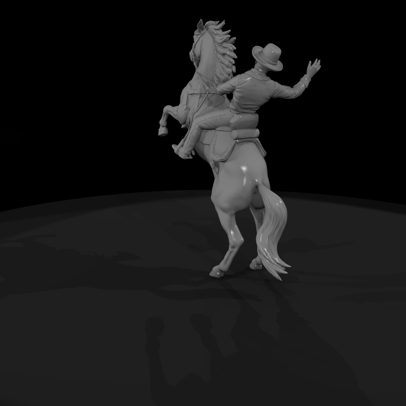 Cowboy on Rearing Horse — Western Mounted