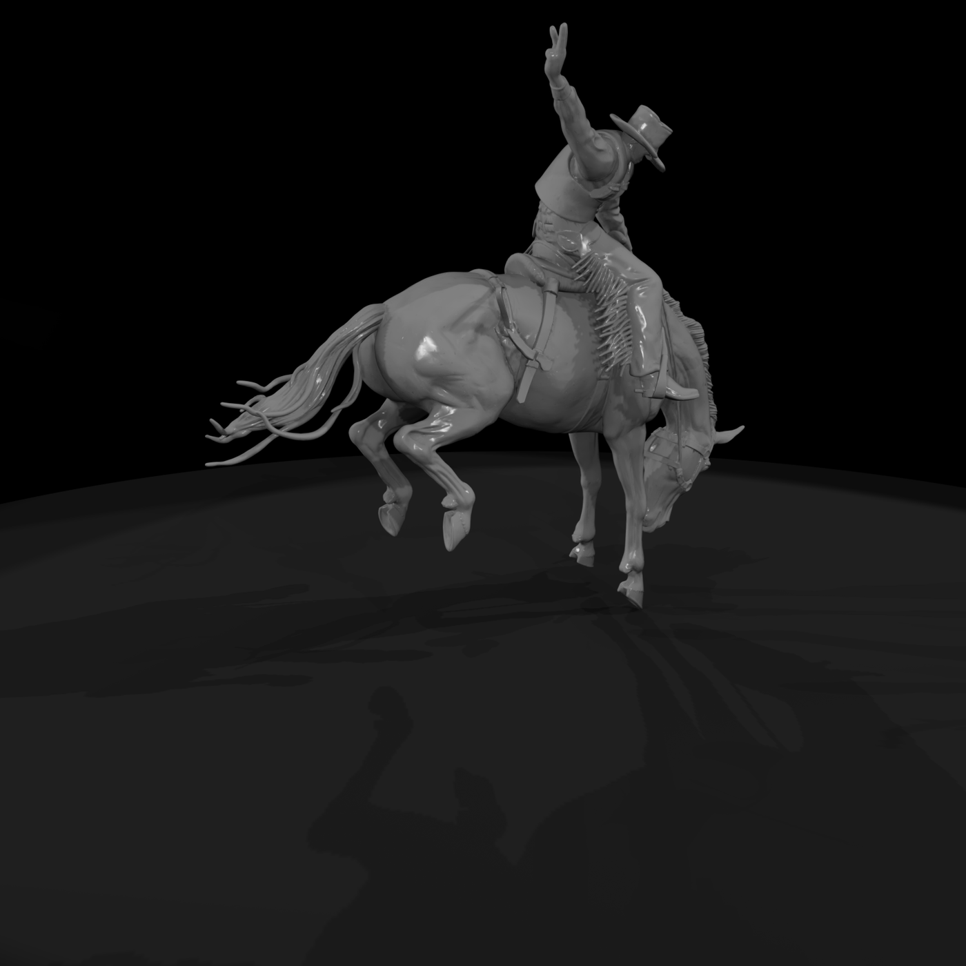 Rodeo Cowboy on Bucking Horse