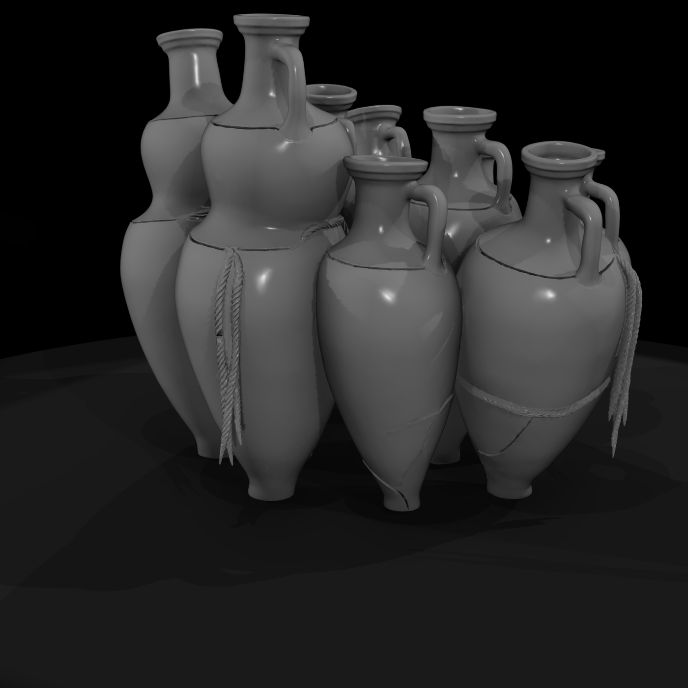 Weathered Ancient Amphora Set
