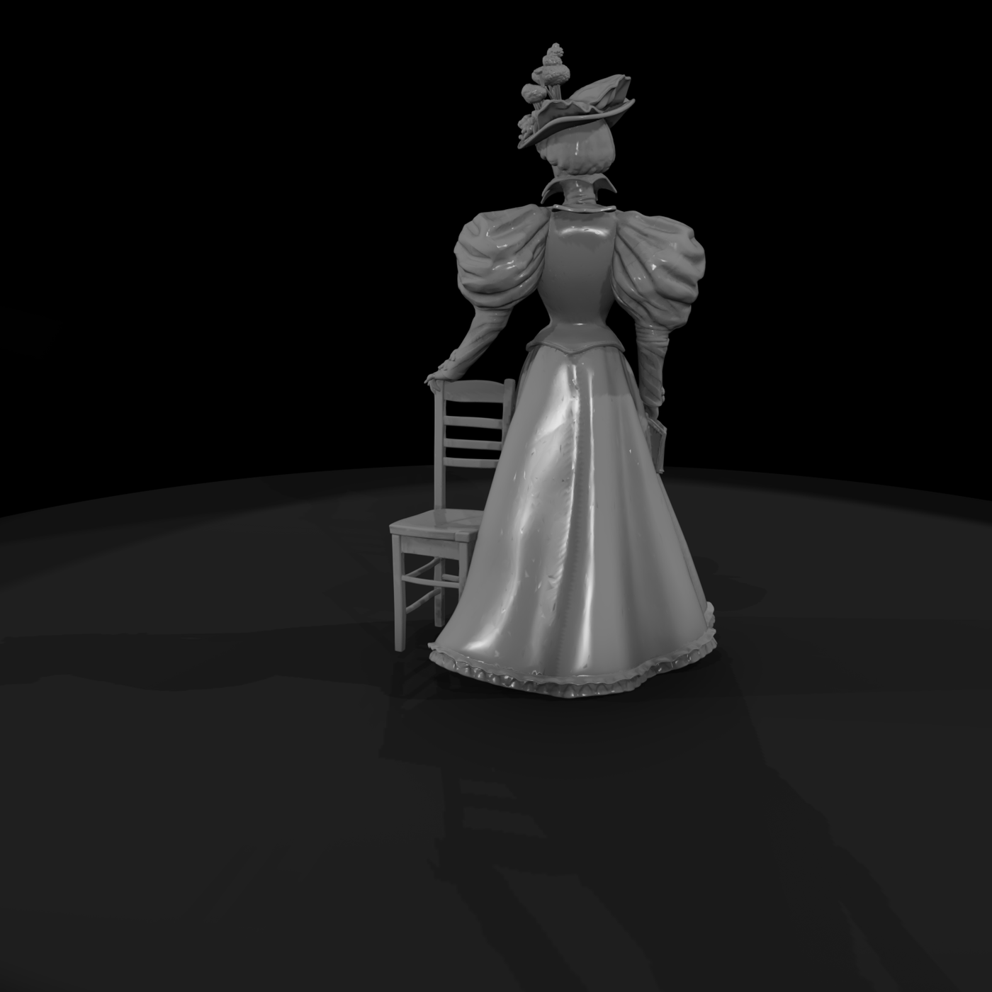 Victorian Lady with Chair and Book