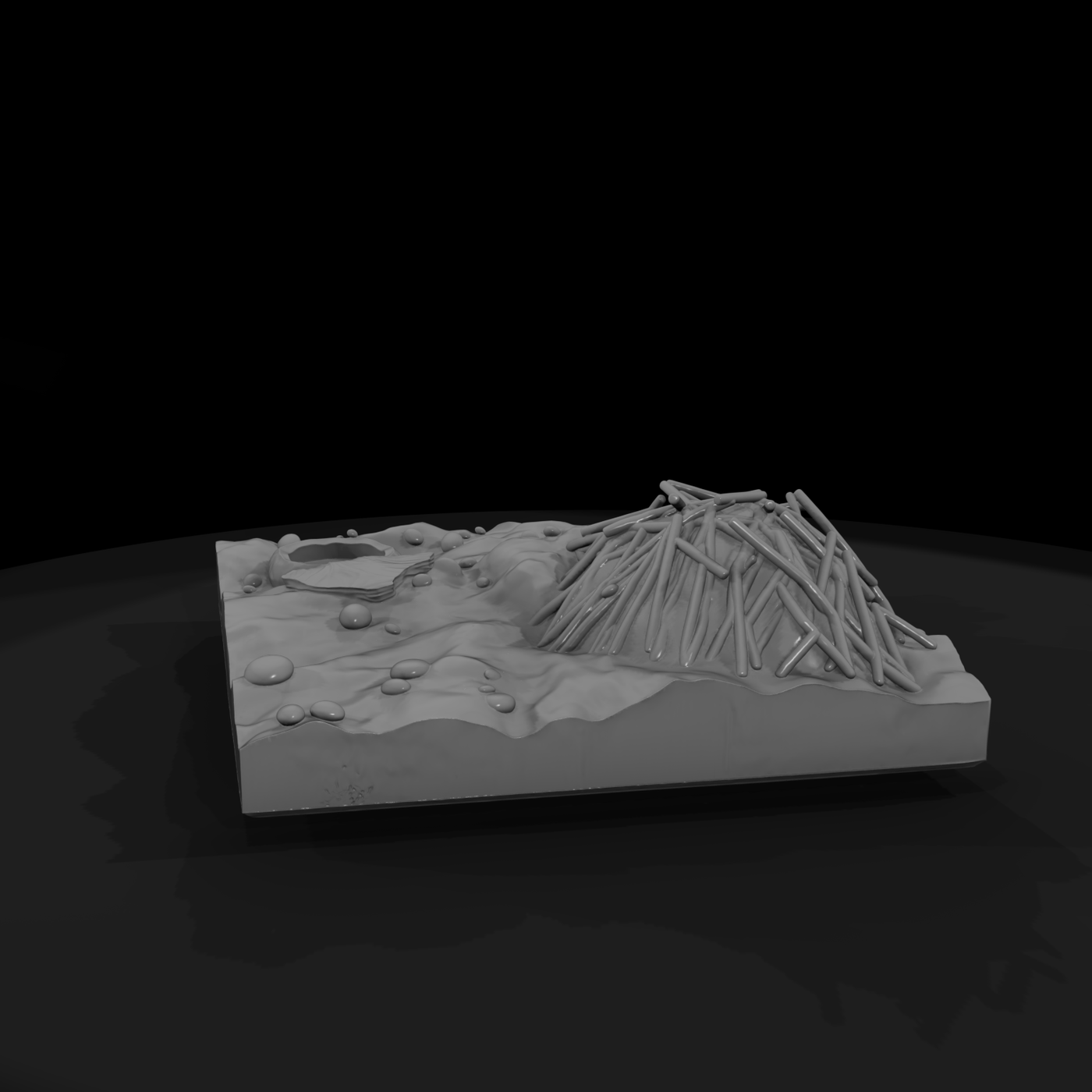 Forest Terrain Base with Animal Burrow