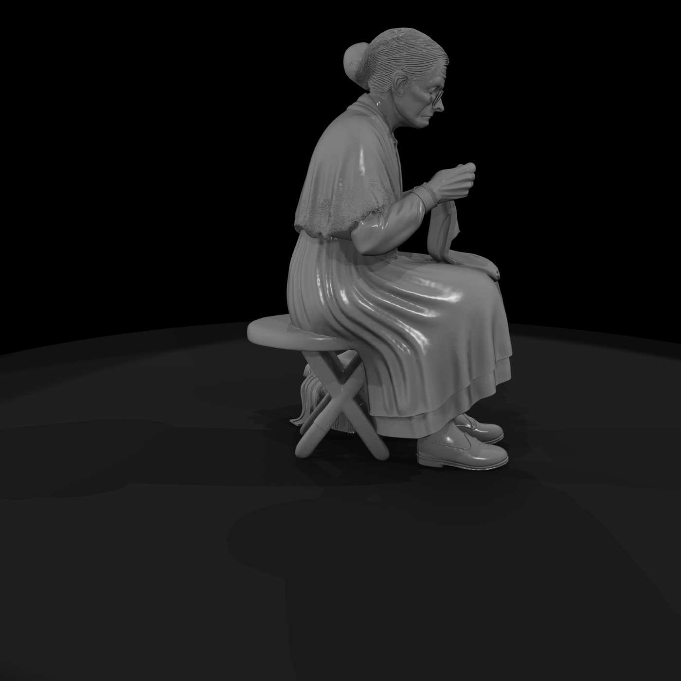 Seated Elderly Seamstress