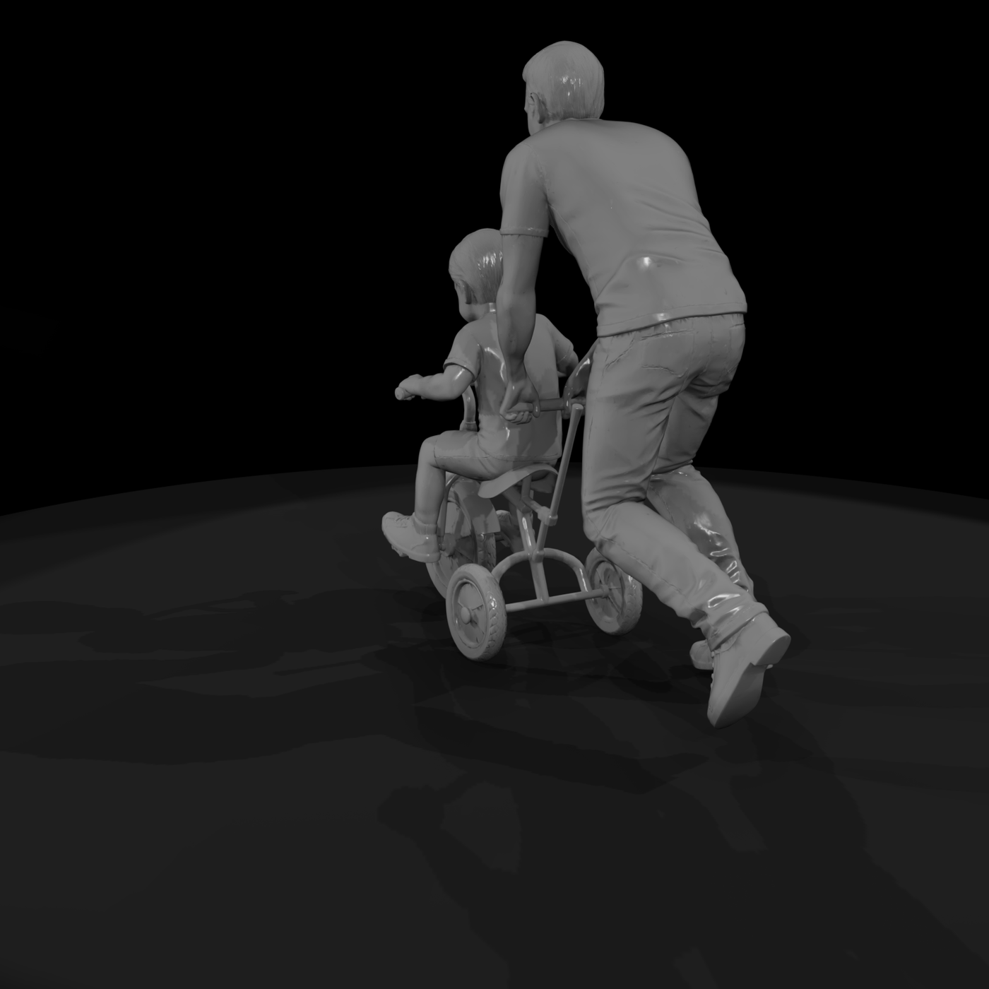 0062 Family Young Dad Tricycle