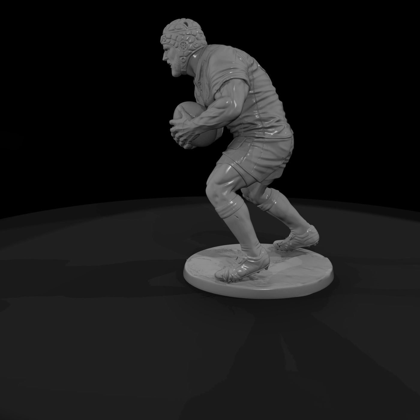 Rugby Forward Charging with the Ball
