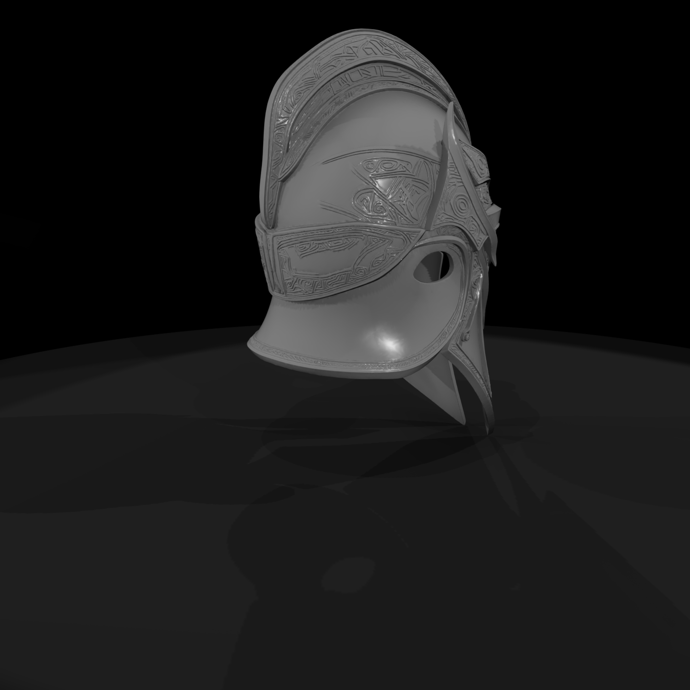 Ornate stylized fantasy knight helmet