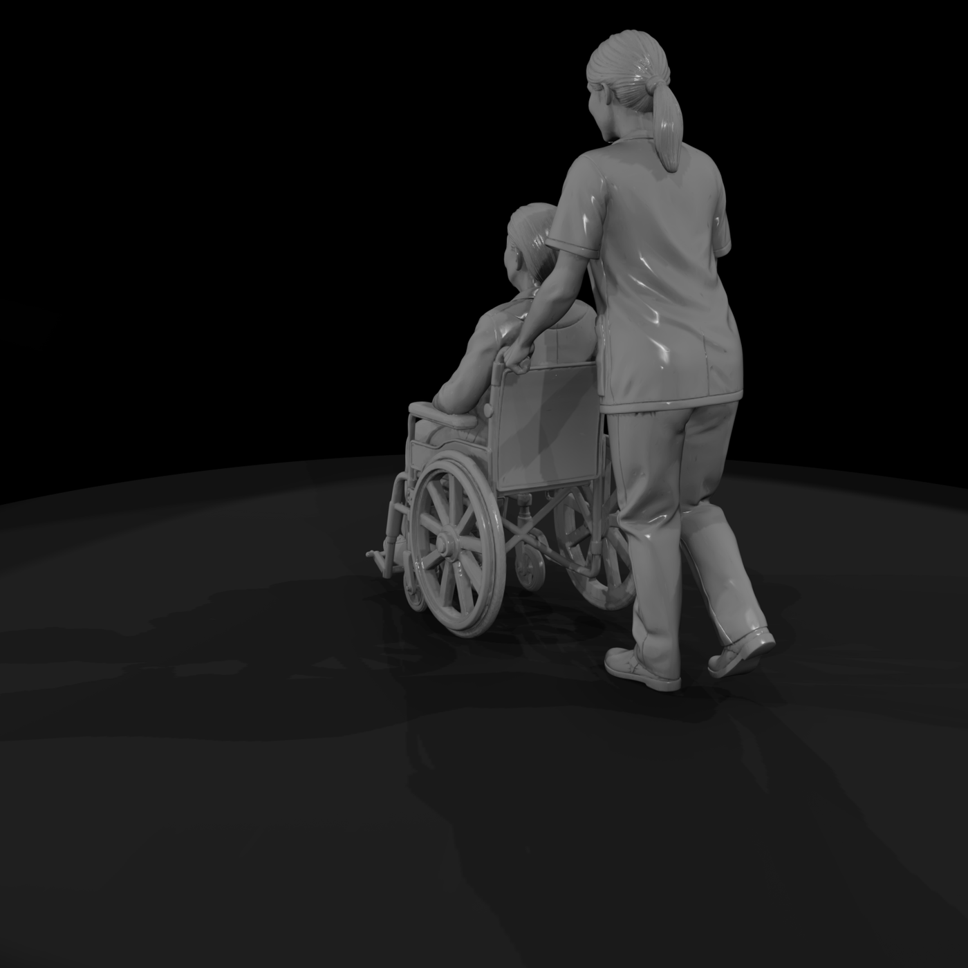 Nurse Pushing Patient in Wheelchair