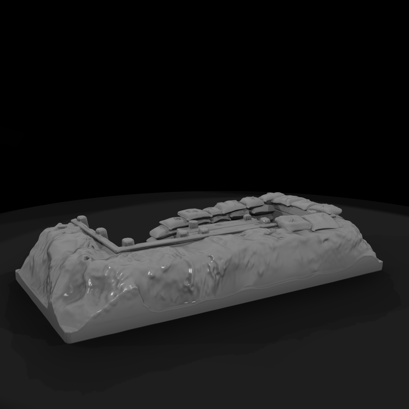 Fighting Trench Section with Sandbags