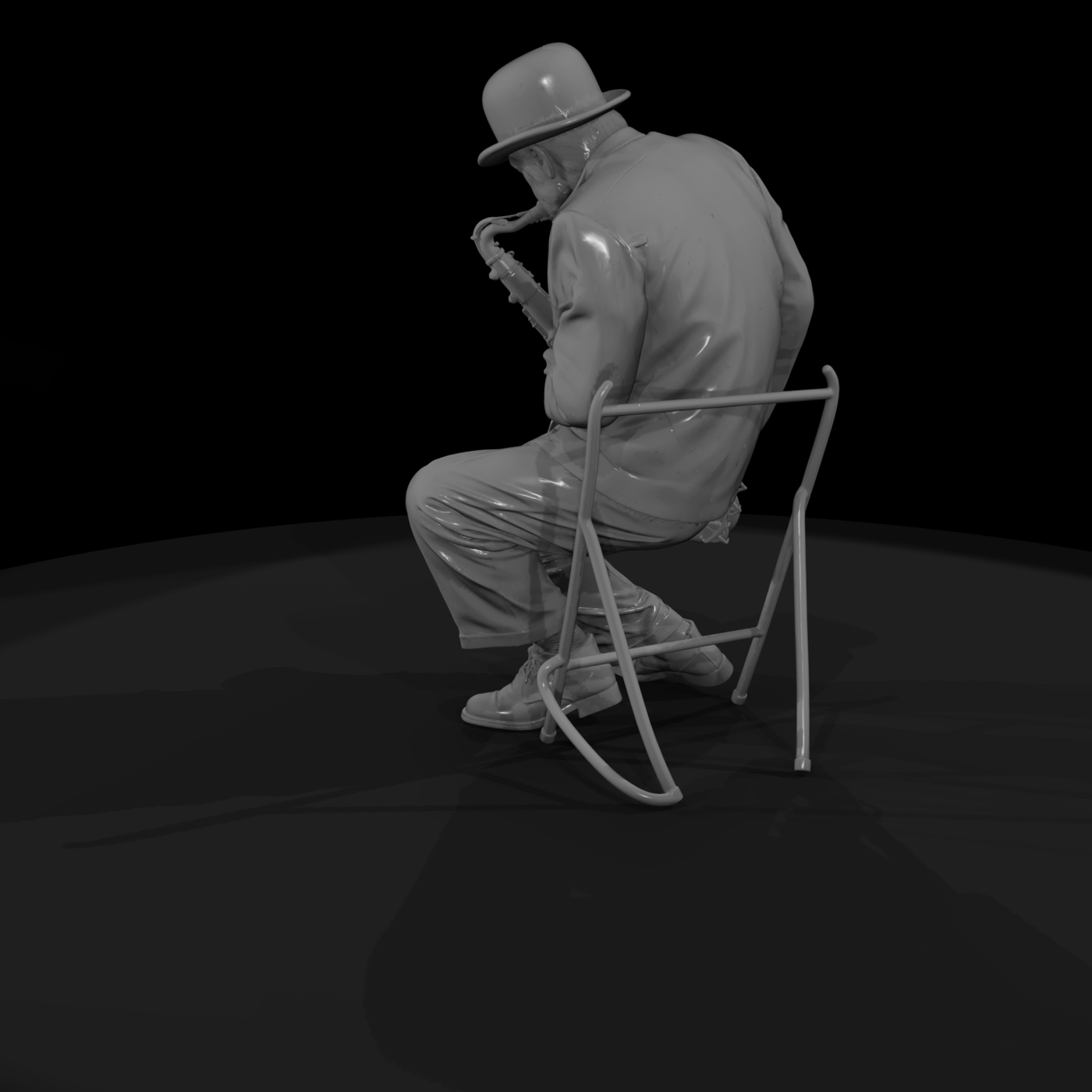 Jazz Saxophone Player on Stool
