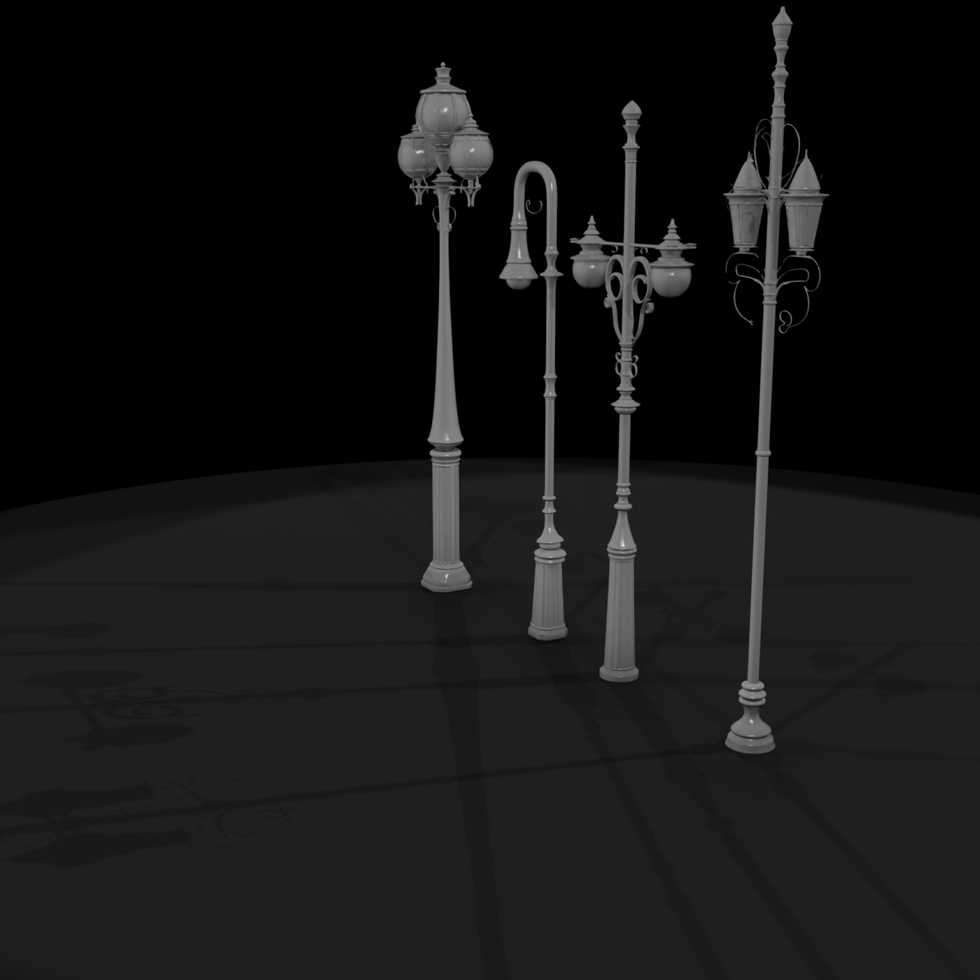 Victorian Ornate Street Lamps — Set of 4