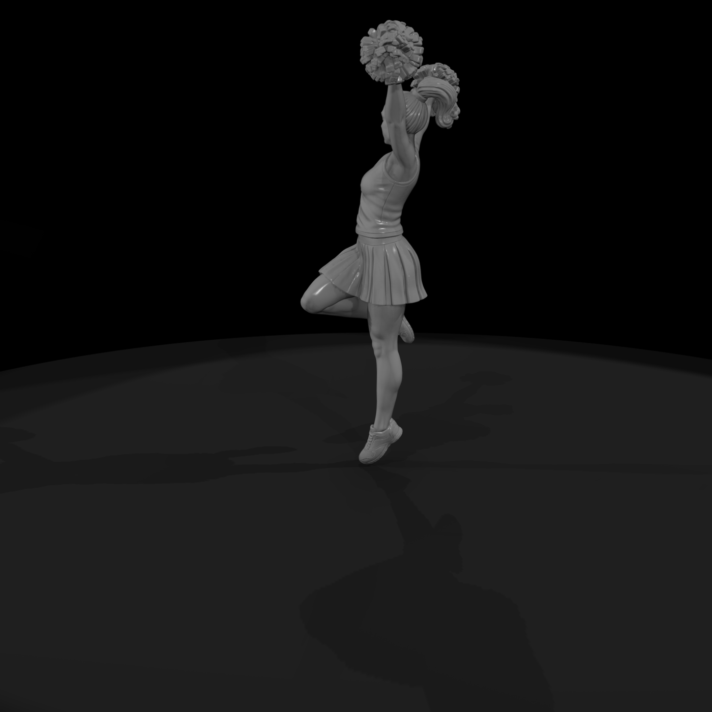 Cheerleader Jumping with Pom-Poms