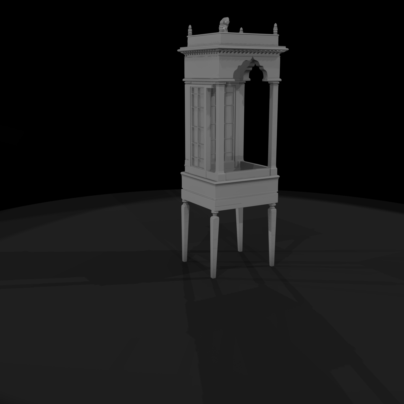 Neoclassical Tall Curio Display Cabinet 3D Model B