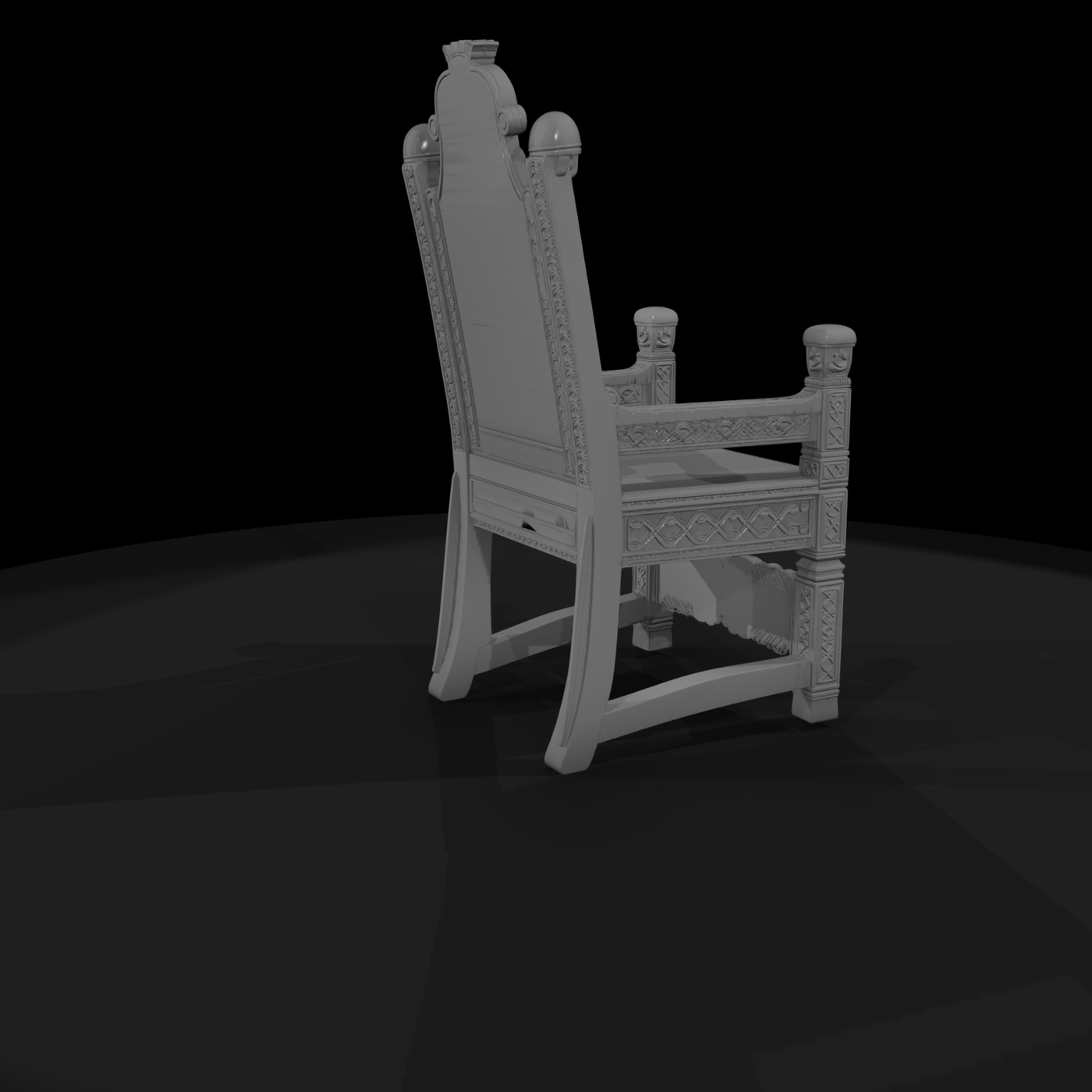 Norse Carved Medieval Throne — Highback Chair