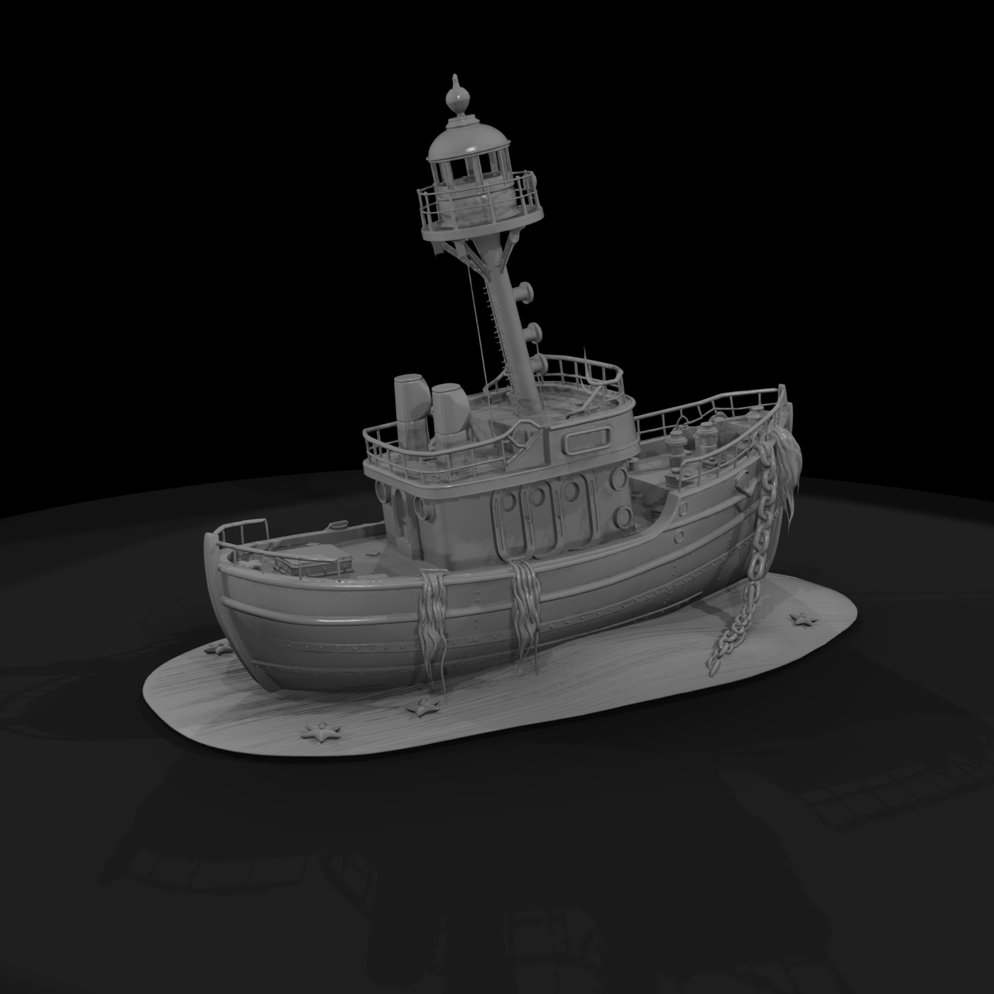 Stylized Beached Lightship Trawler
