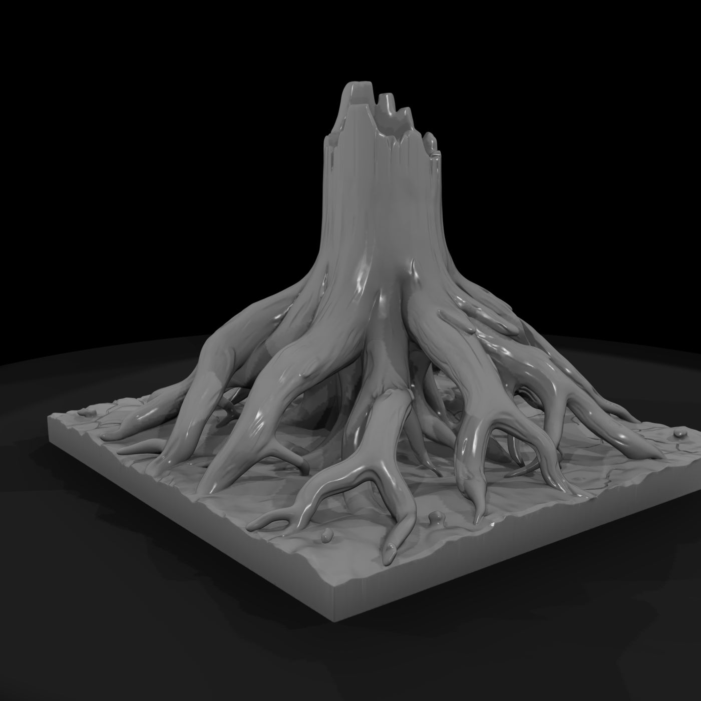 broken-tree-stump-with-exposed-roots-stylized-3d-printable-terrain-523081