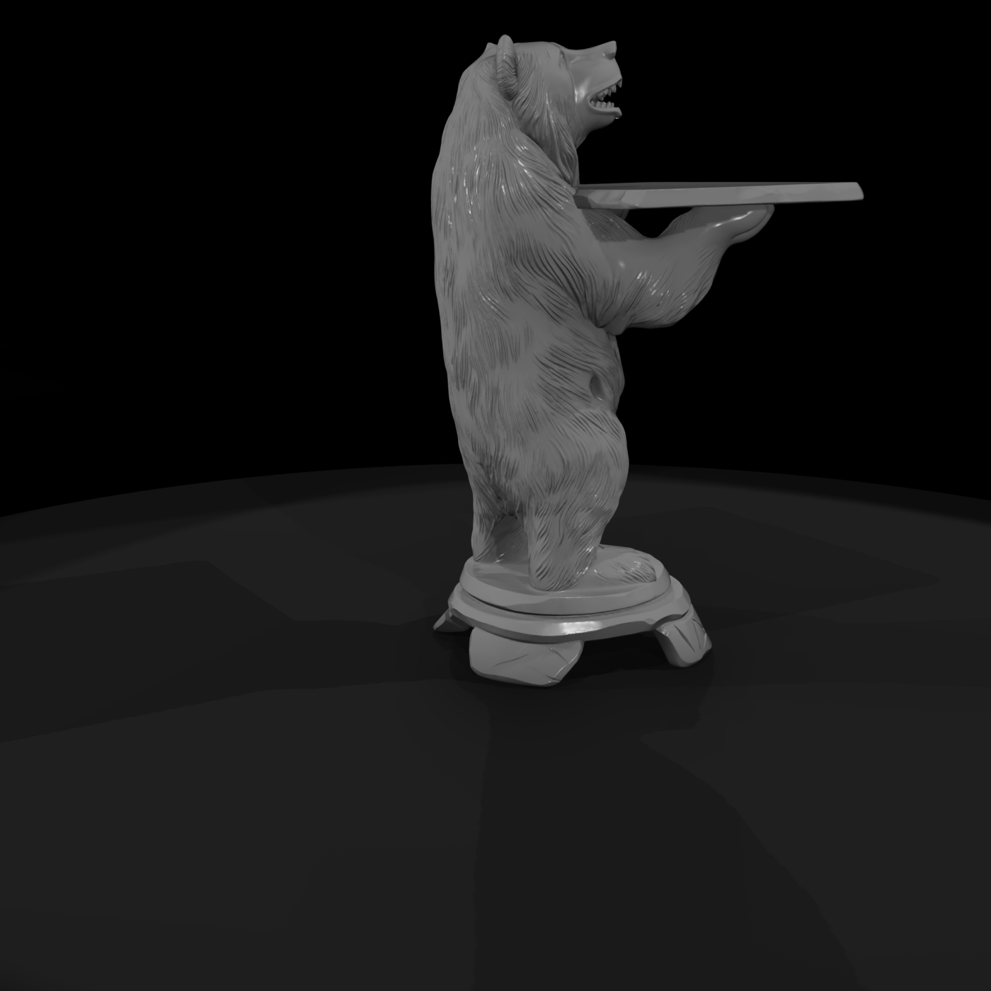 Stylized Carved Bear Accent Table — Serving Table